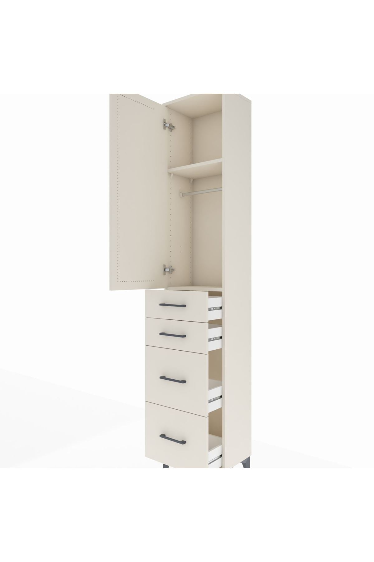 Arges Dolap 2 Raflı 4 Çekmeceli Tek Askılı 44x30x221 - S28M130V1A