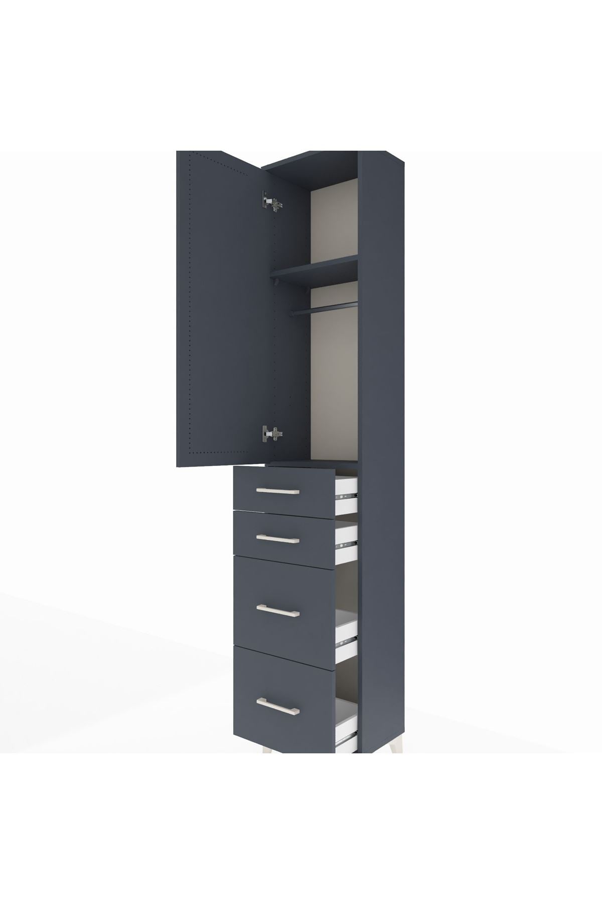 Arges Dolap 2 Raflı 4 Çekmeceli Tek Askılı 44x30x221 - S28M130V5A