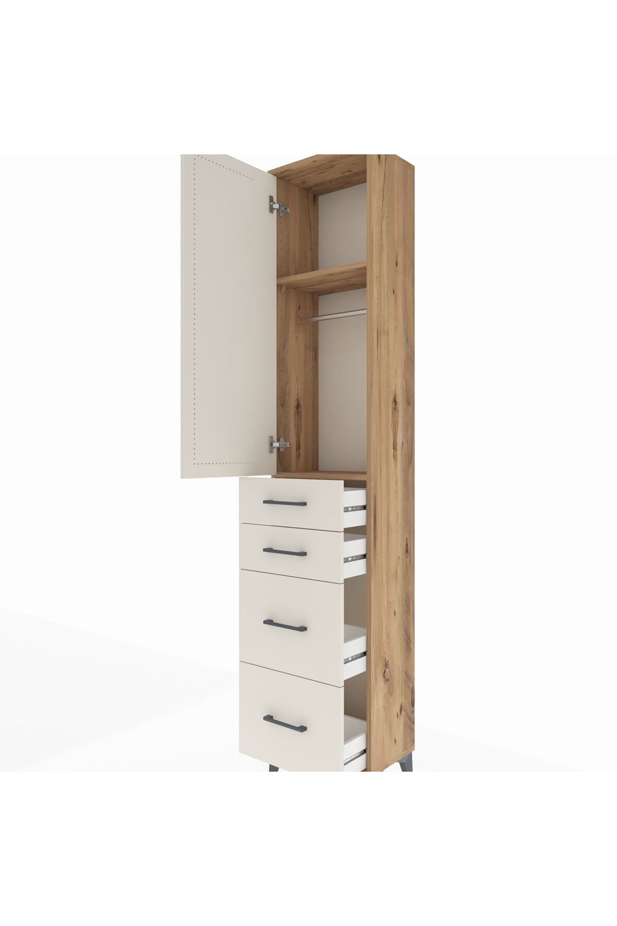 Arges Dolap 2 Raflı 4 Çekmeceli Tek Askılı 44x30x221 - S28M130V7A