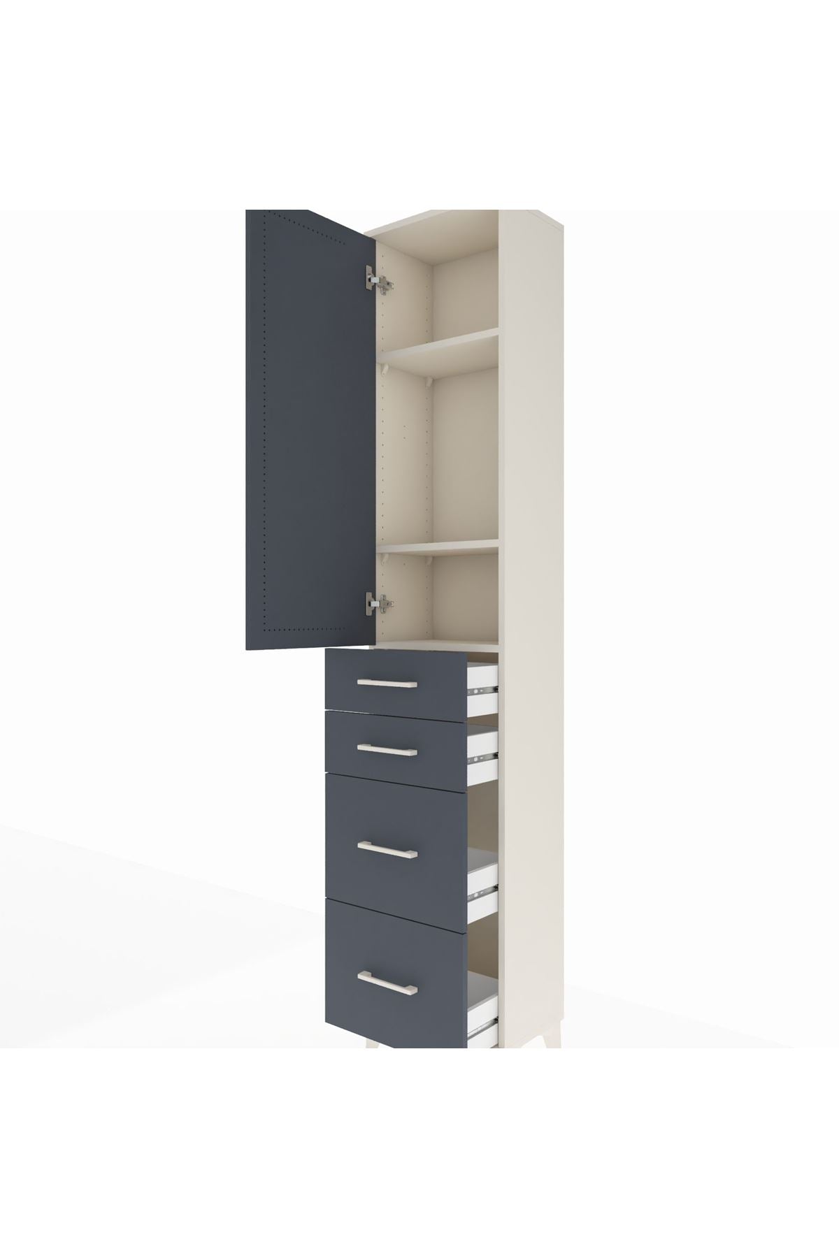 Arges Dolap 3 Raflı 4 Çekmeceli Tek Kapaklı 44x30x221 - S28M131V2A
