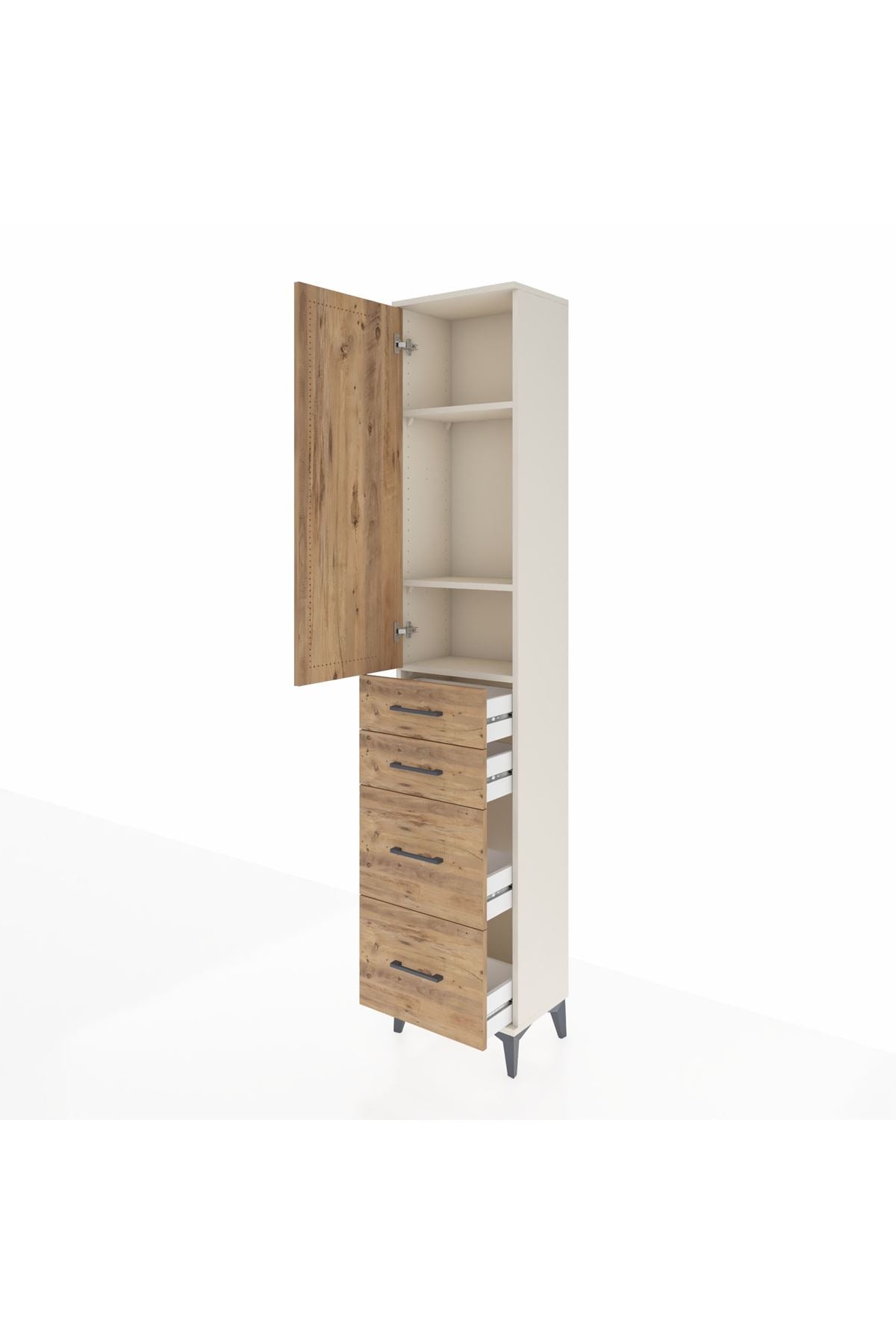 Arges Dolap 3 Raflı 4 Çekmeceli Tek Kapaklı 44x30x221 - S28M131V3A