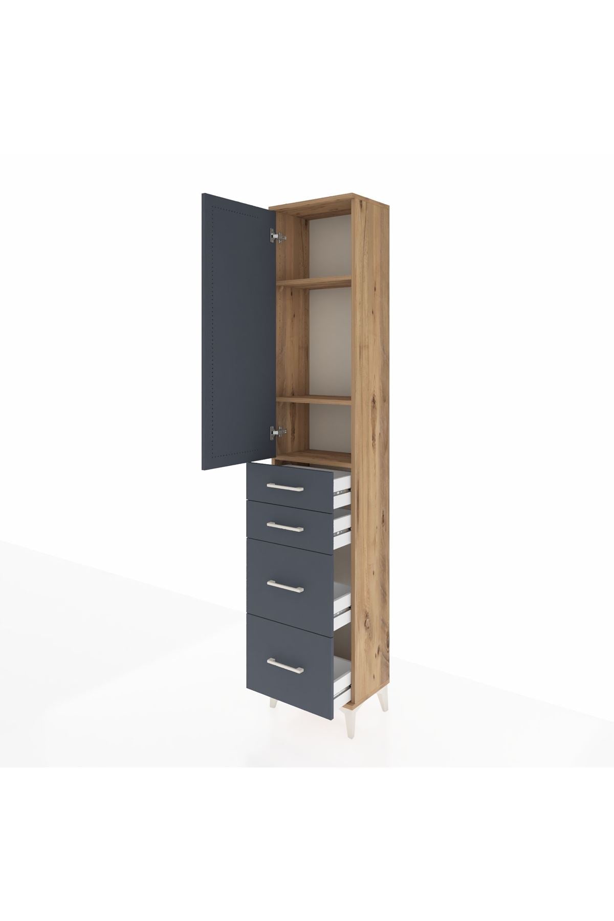 Arges Dolap 3 Raflı 4 Çekmeceli Tek Kapaklı 44x30x221 - S28M131V8A