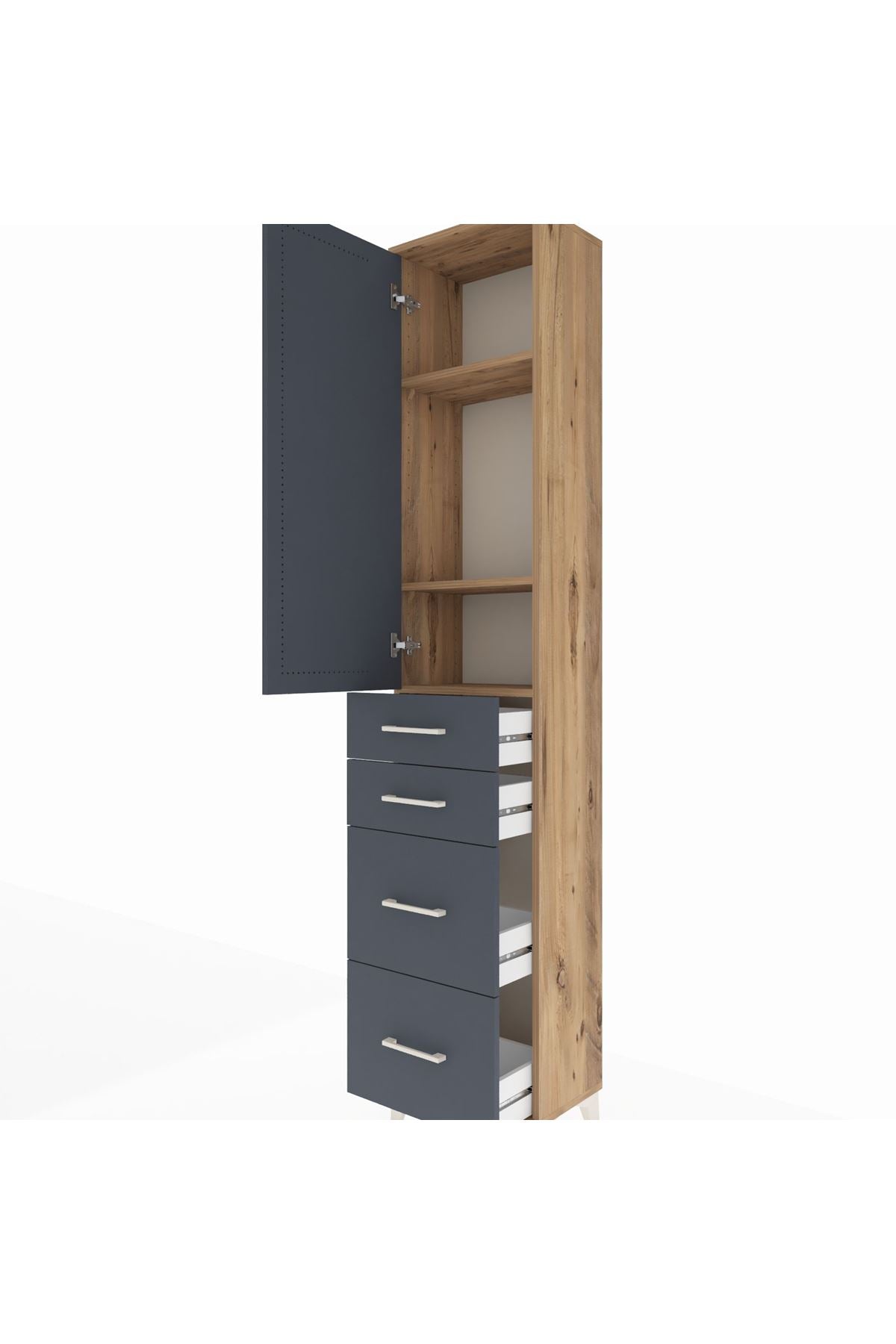 Arges Dolap 3 Raflı 4 Çekmeceli Tek Kapaklı 44x30x221 - S28M131V8A