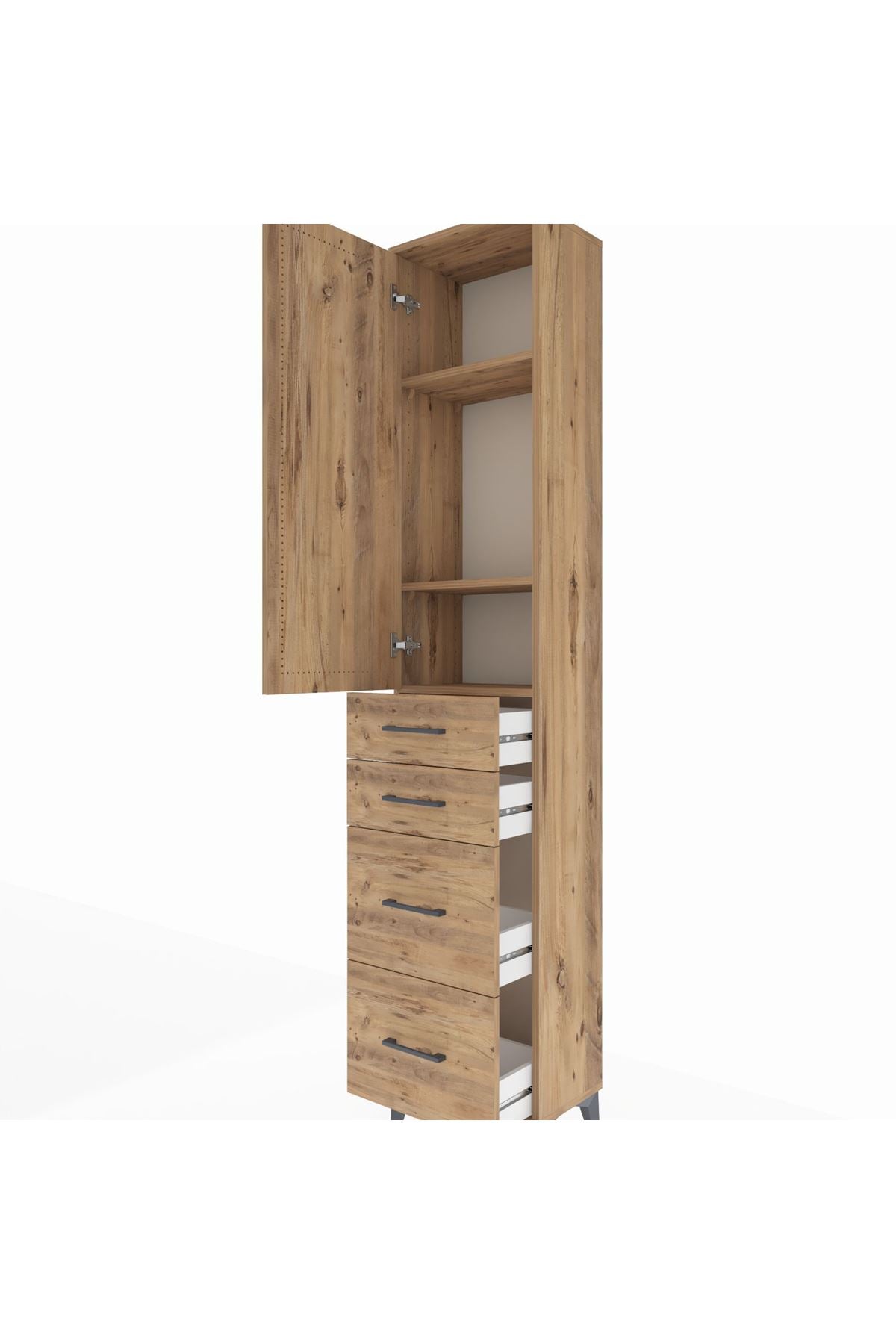 Arges Dolap 3 Raflı 4 Çekmeceli Tek Kapaklı 44x30x221 - S28M131V9A
