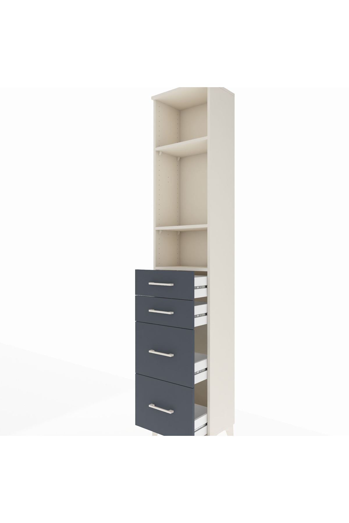 Arges Dolap 3 Raflı 4 Çekmeceli 44x30x221 - S28M132V2A