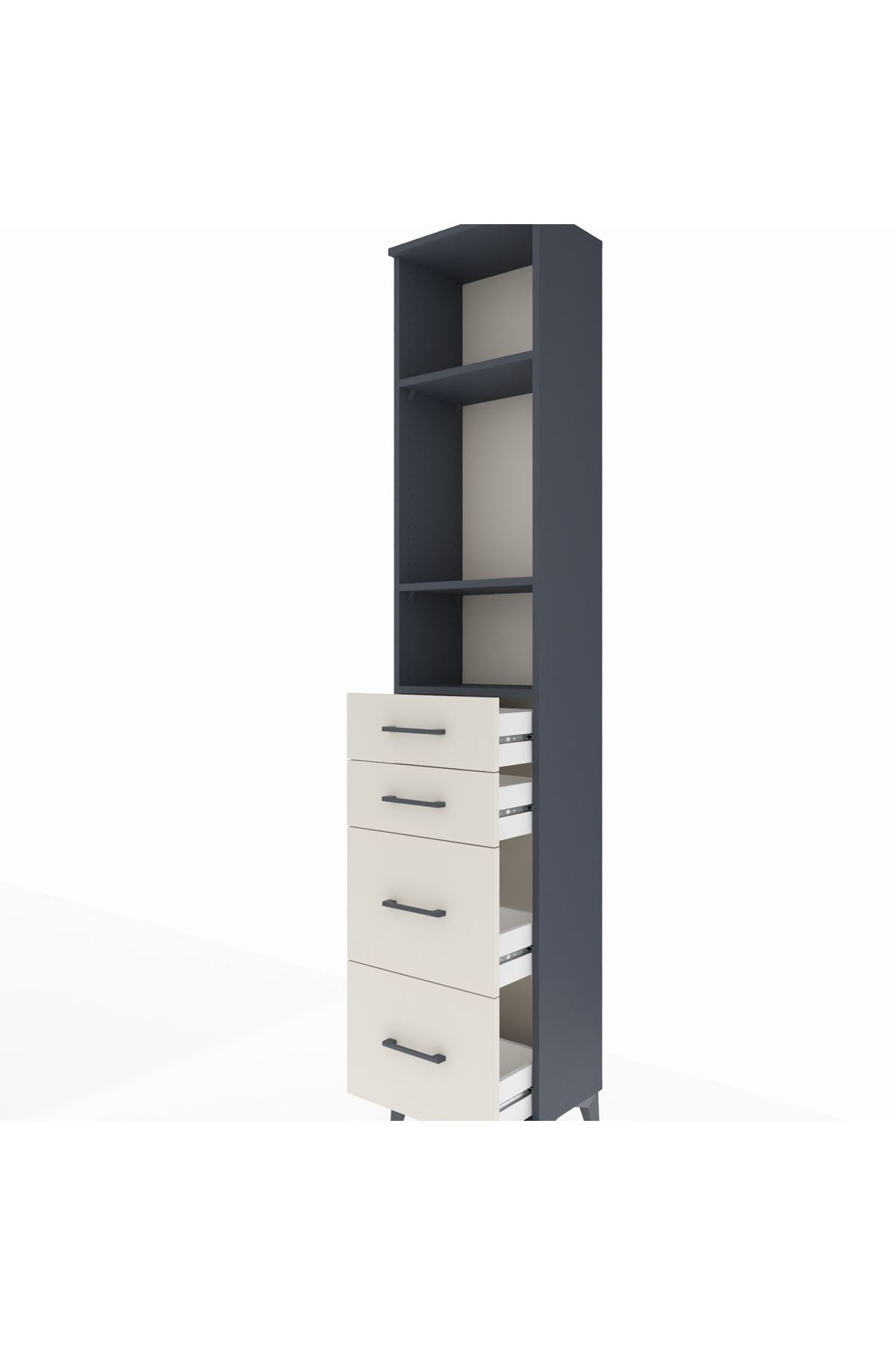Arges Dolap 3 Raflı 4 Çekmeceli 44x30x221 - S28M132V4A