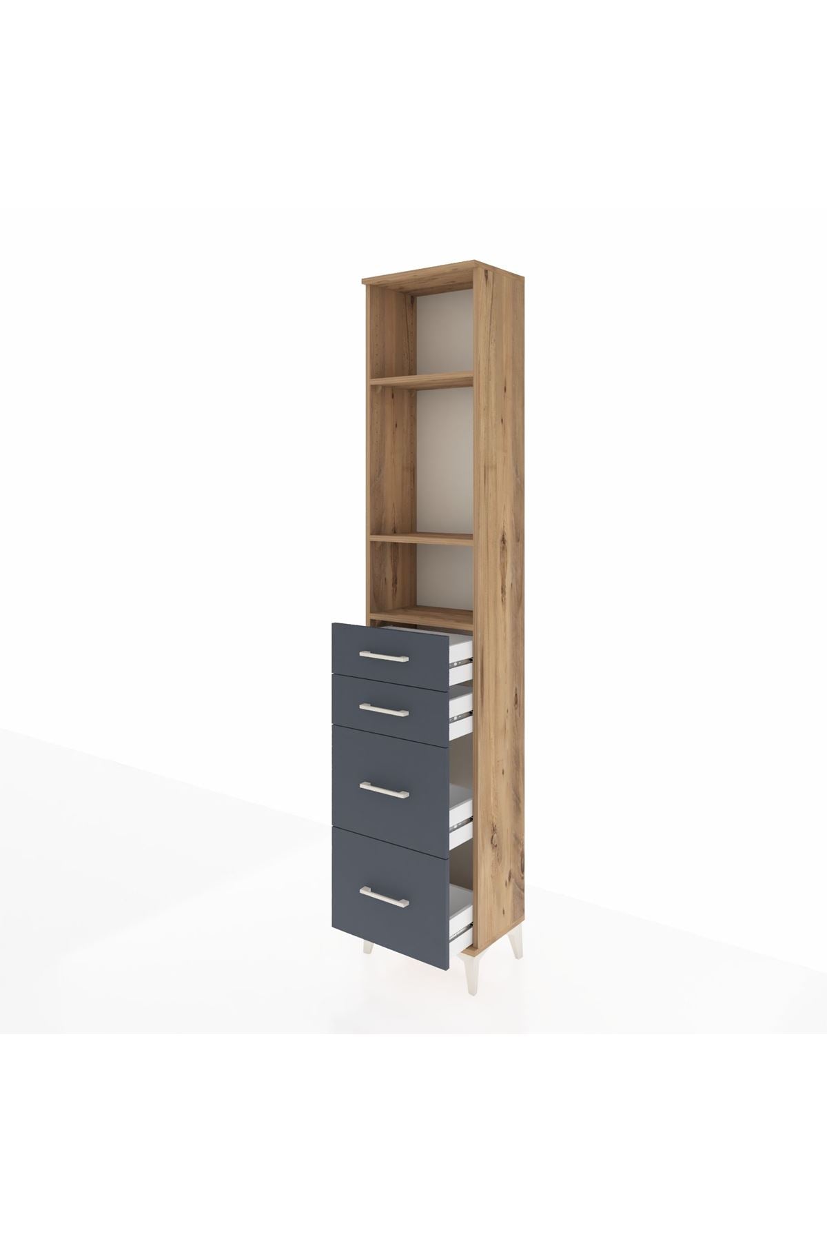Arges Dolap 3 Raflı 4 Çekmeceli 44x30x221 - S28M132V8A