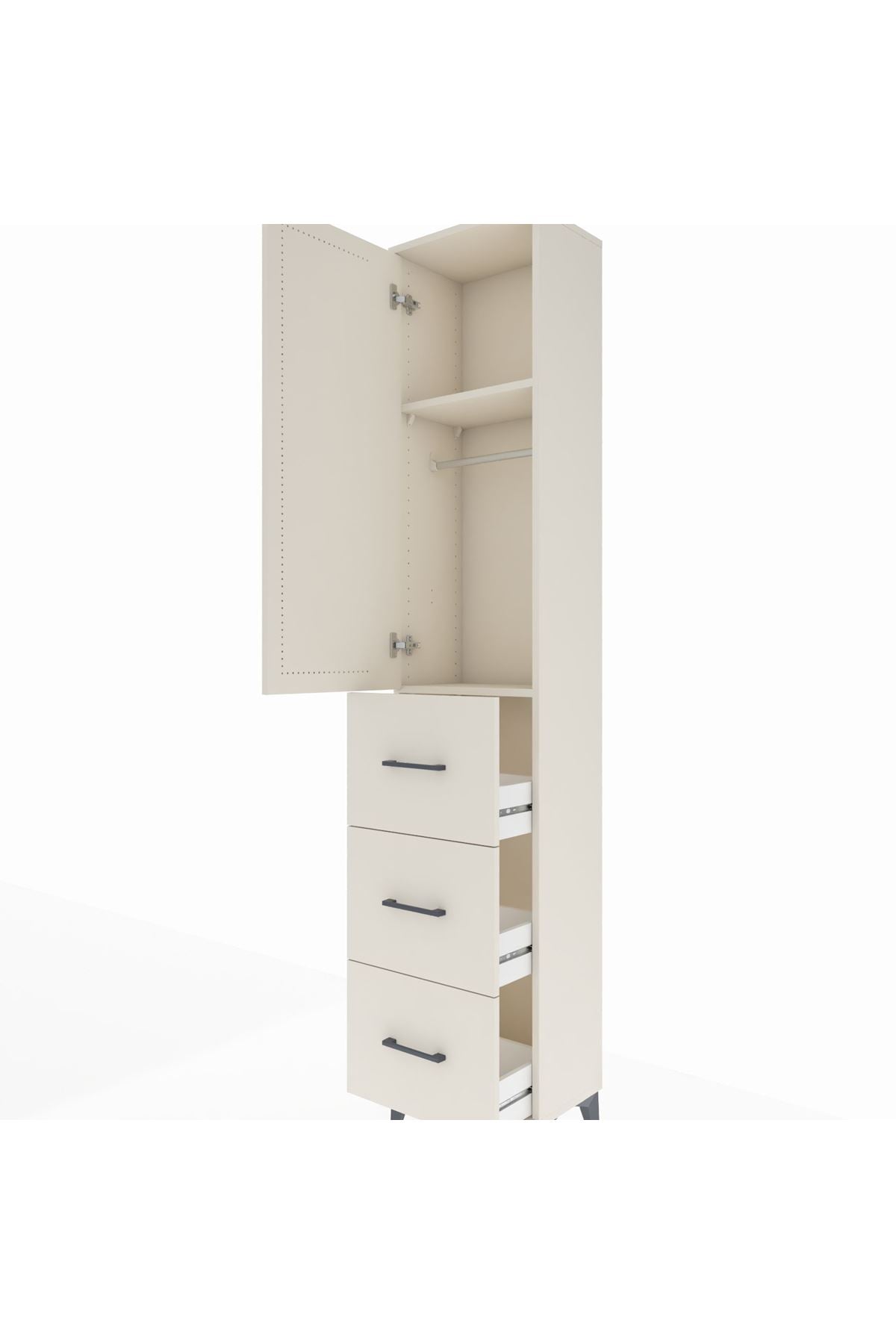 Arges Dolap 2 Raflı 3 Çekmeceli Tek Askılı 44x30x221 - S28M133V1A