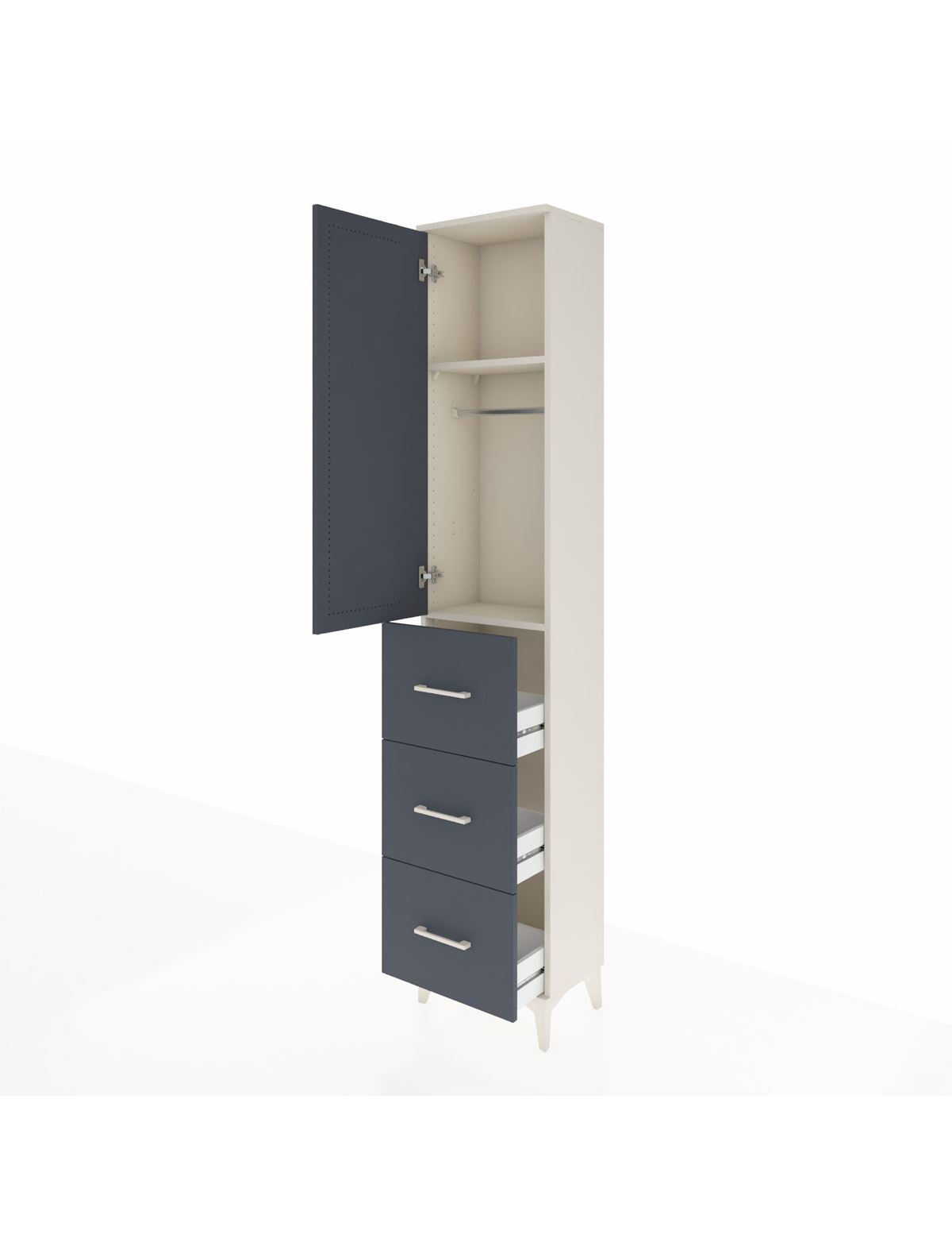 Arges Dolap 2 Raflı 3 Çekmeceli Tek Askılı 44x30x221 - S28M133V2A