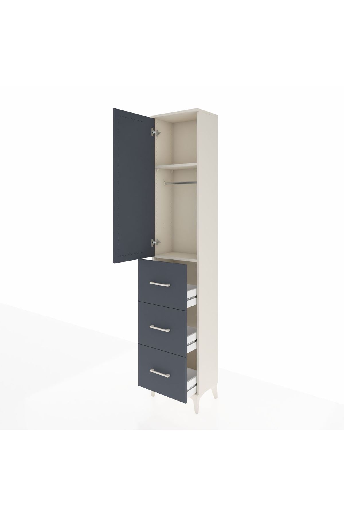 Arges Dolap 2 Raflı 3 Çekmeceli Tek Askılı 44x30x221 - S28M133V2A