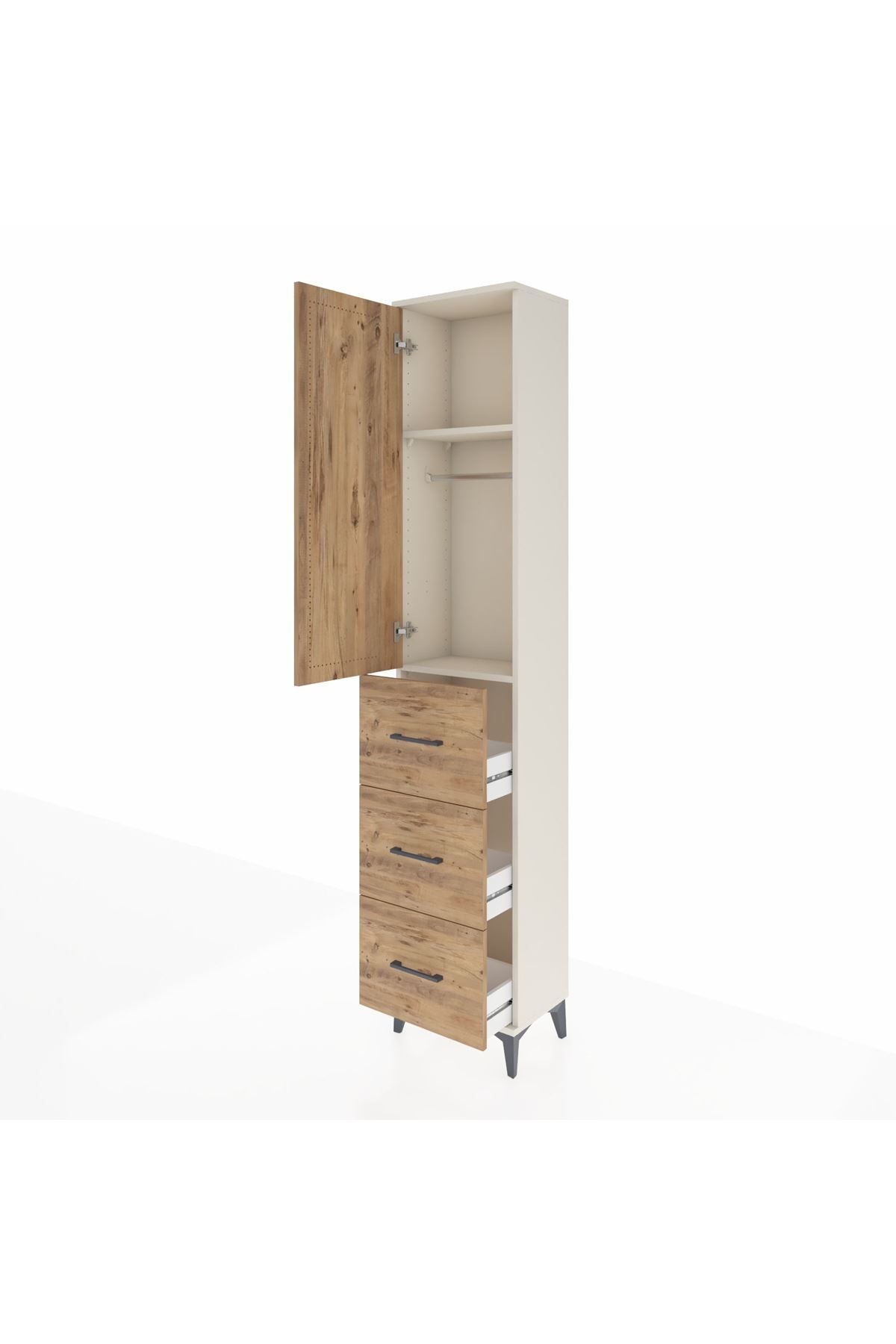 Arges Dolap 2 Raflı 3 Çekmeceli Tek Askılı 44x30x221 - S28M133V3A