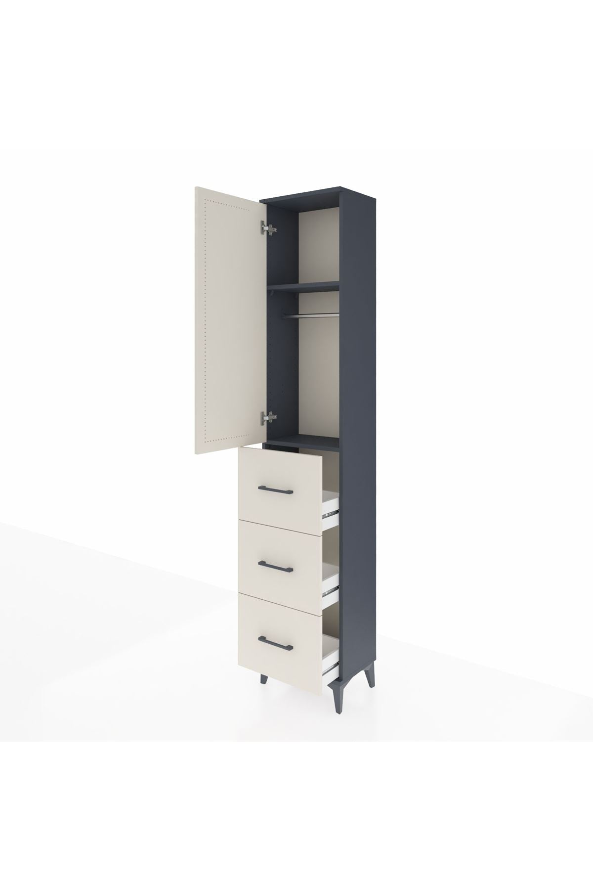 Arges Dolap 2 Raflı 3 Çekmeceli Tek Askılı 44x30x221 - S28M133V4A