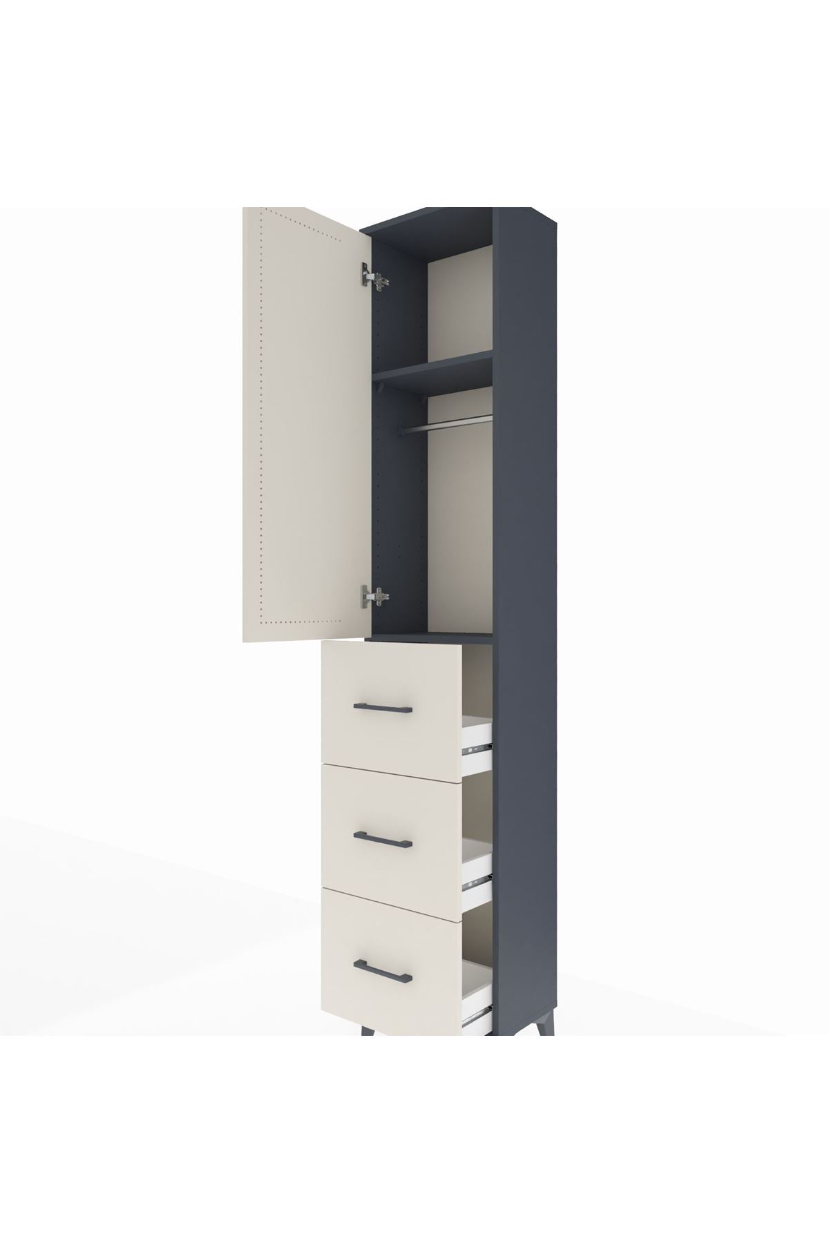 Arges Dolap 2 Raflı 3 Çekmeceli Tek Askılı 44x30x221 - S28M133V4A