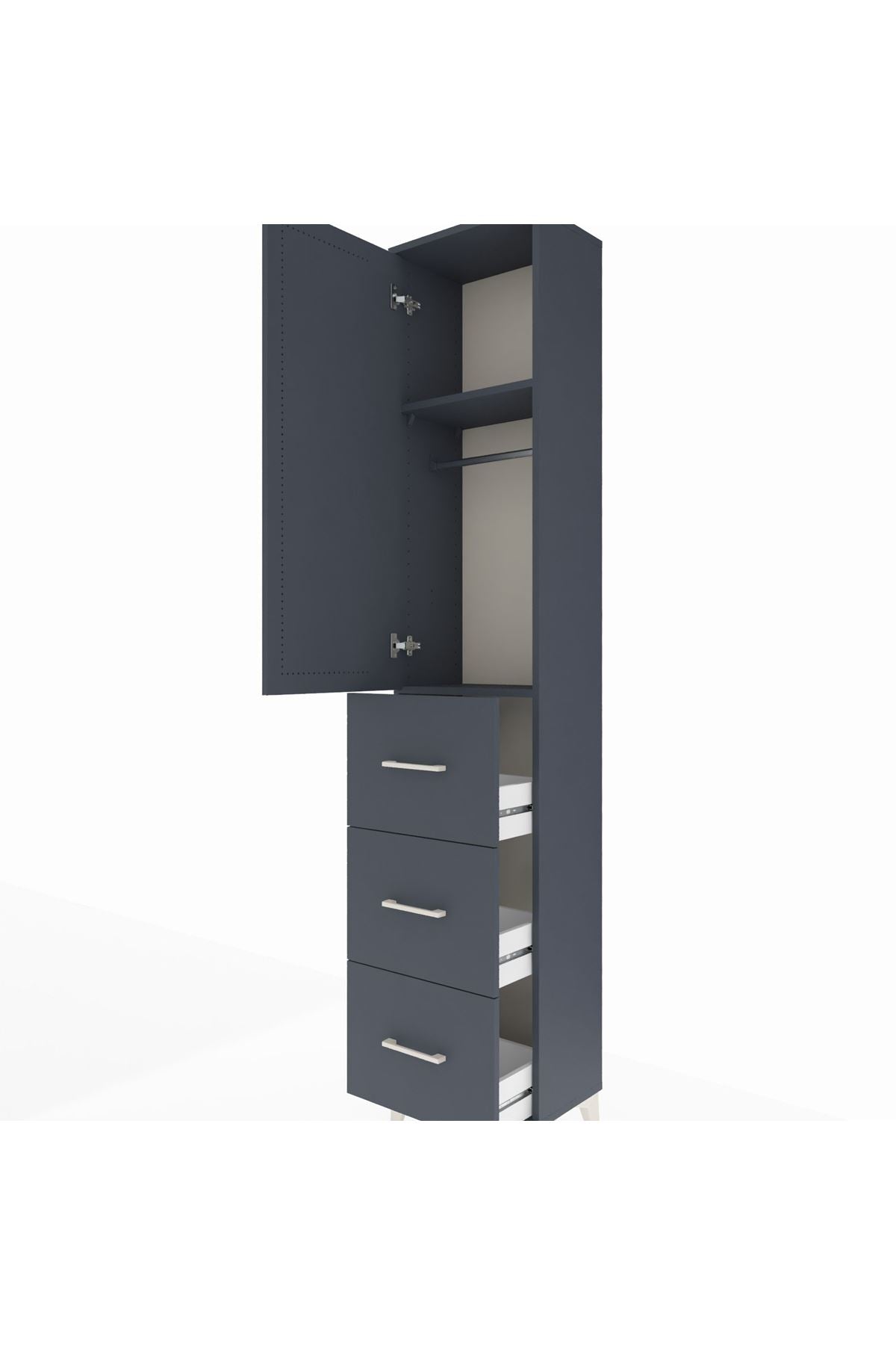 Arges Dolap 2 Raflı 3 Çekmeceli Tek Askılı 44x30x221 - S28M133V5A