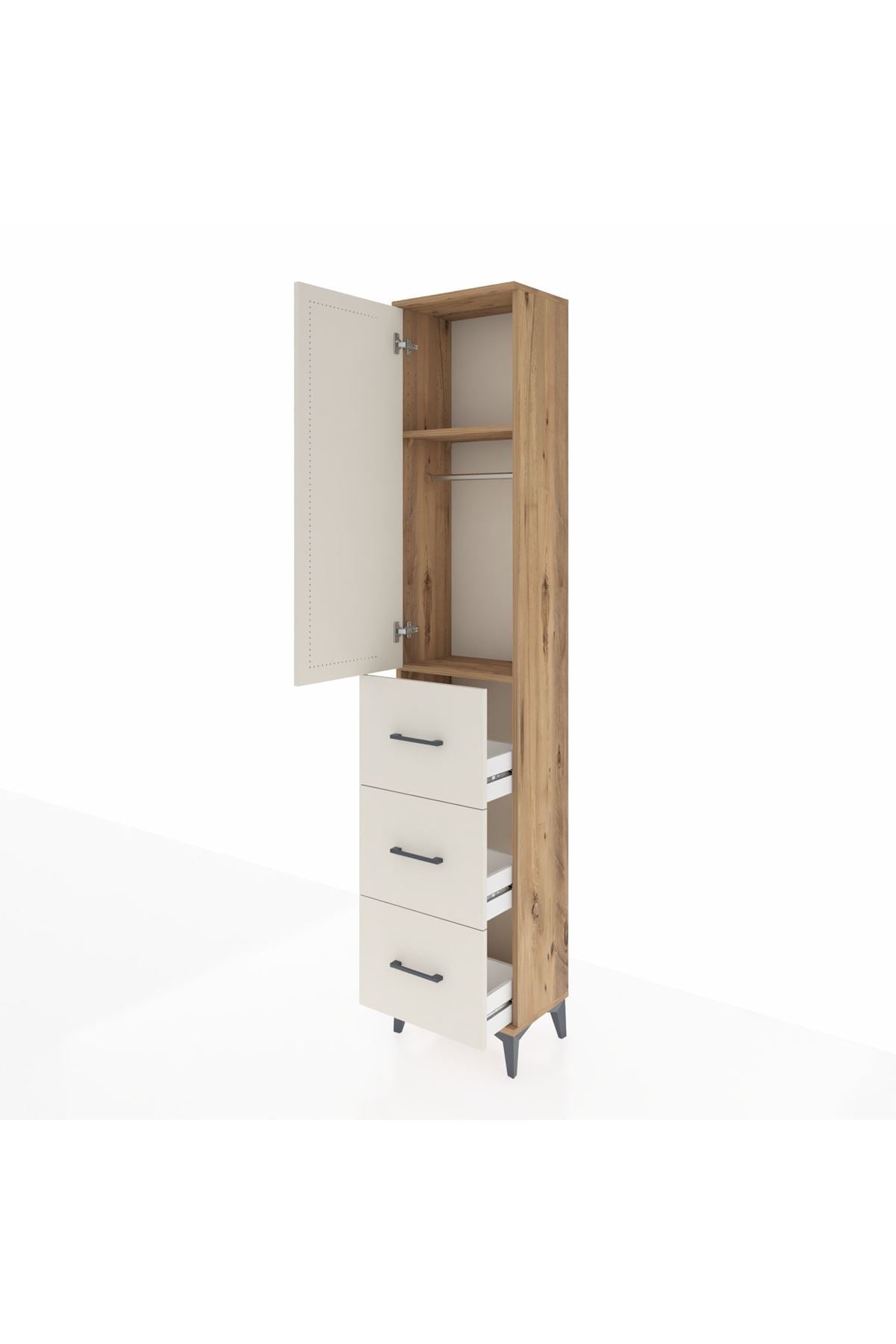 Arges Dolap 2 Raflı 3 Çekmeceli Tek Askılı 44x30x221 - S28M133V7A