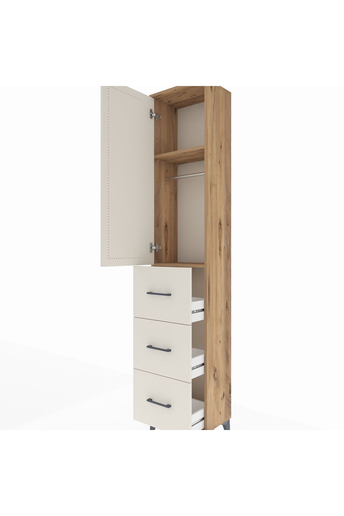 Arges Dolap 2 Raflı 3 Çekmeceli Tek Askılı 44x30x221 - S28M133V7A