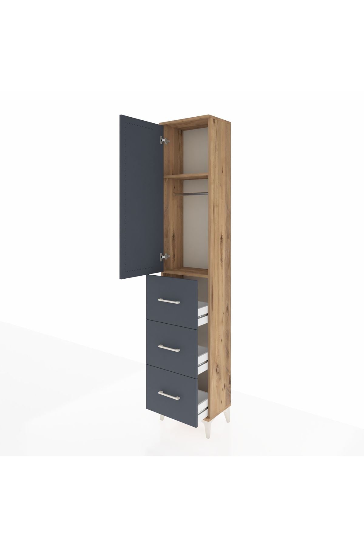 Arges Dolap 2 Raflı 3 Çekmeceli Tek Askılı 44x30x221 - S28M133V8A