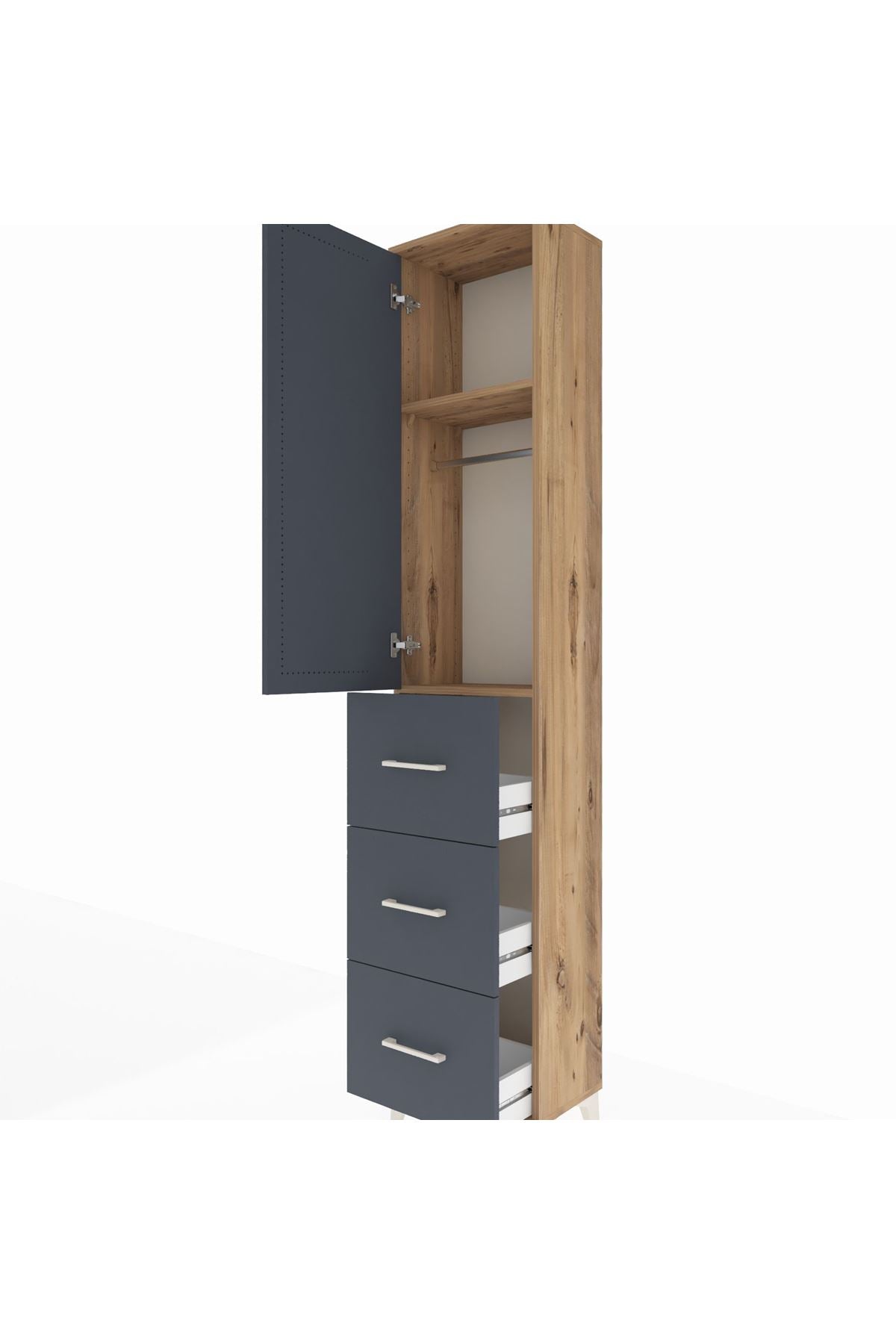 Arges Dolap 2 Raflı 3 Çekmeceli Tek Askılı 44x30x221 - S28M133V8A