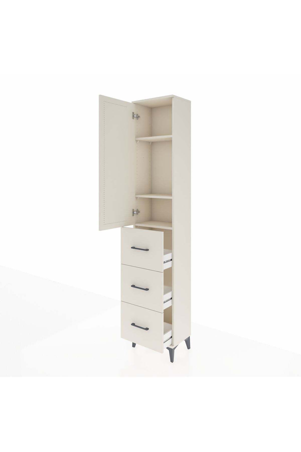 Arges Dolap 3 Raflı 3 Çekmeceli Tek Kapaklı 44x30x221 - S28M134V1A