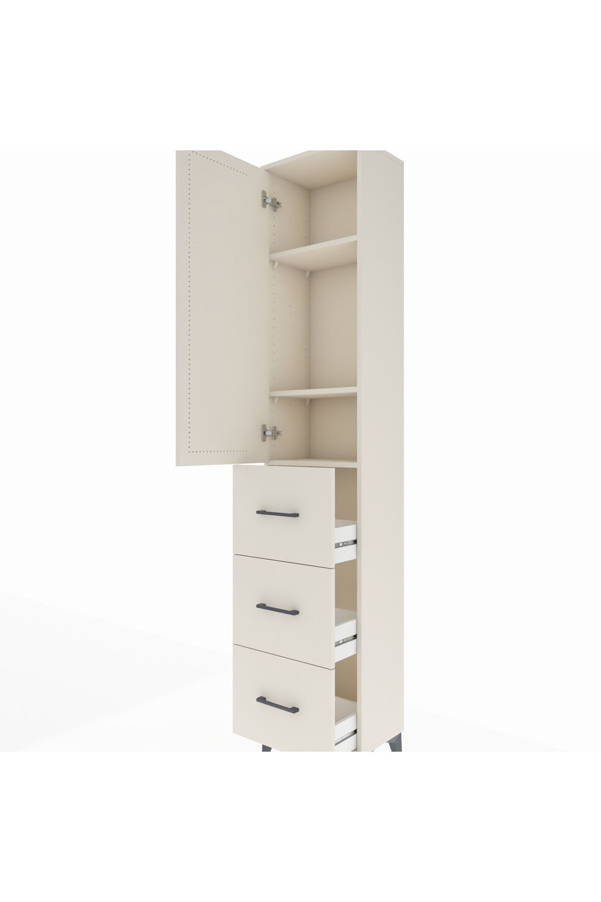 Arges Dolap 3 Raflı 3 Çekmeceli Tek Kapaklı 44x30x221 - S28M134V1A