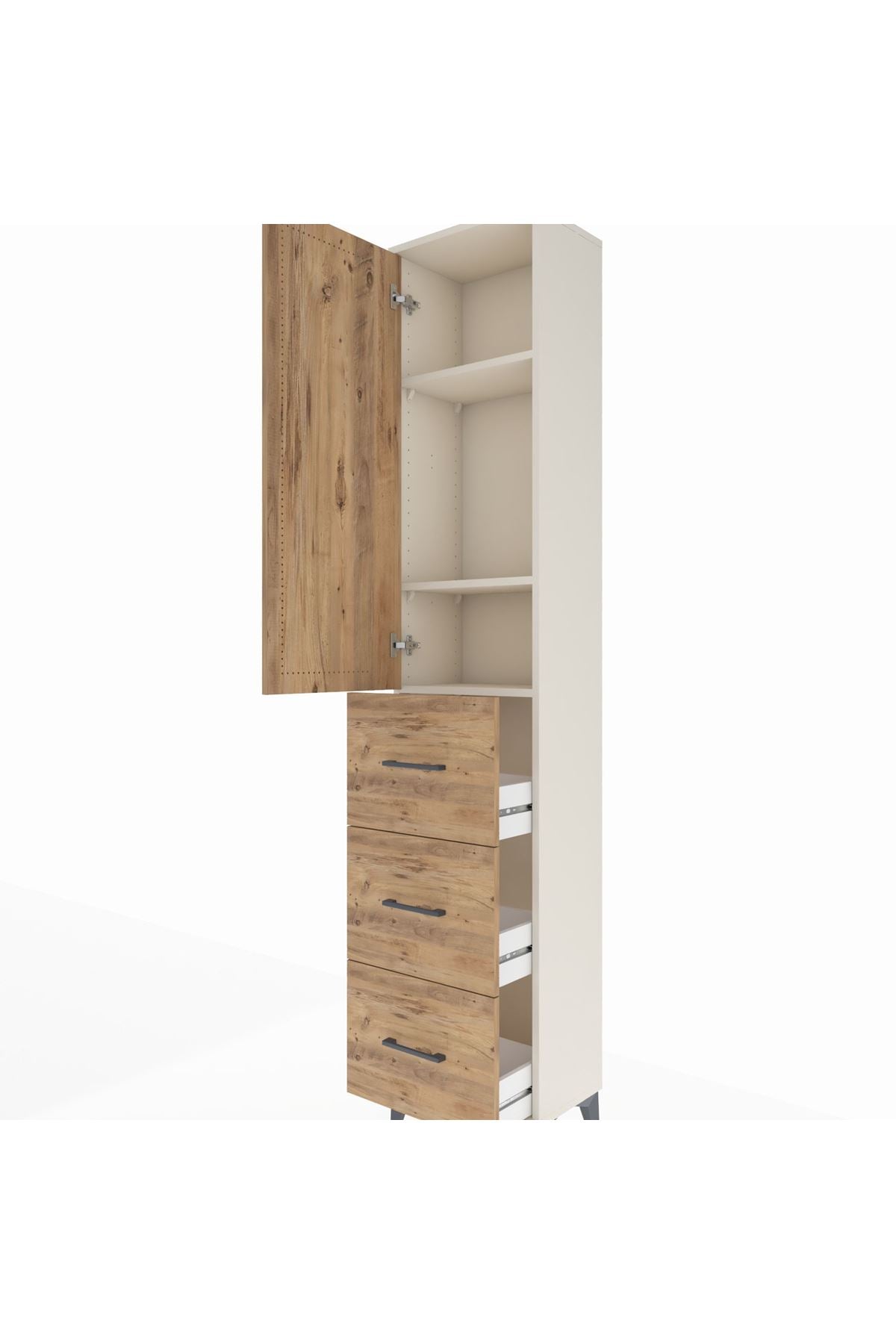 Arges Dolap 3 Raflı 3 Çekmeceli Tek Kapaklı 44x30x221 - S28M134V3A
