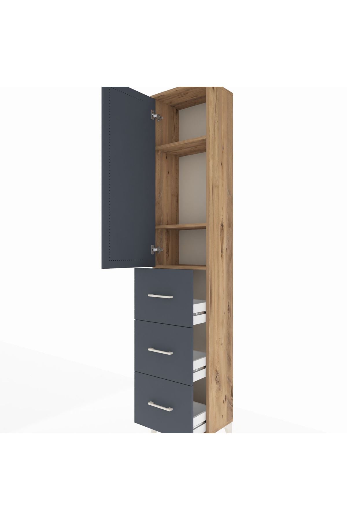 Arges Dolap 3 Raflı 3 Çekmeceli Tek Kapaklı 44x30x221 - S28M134V8A