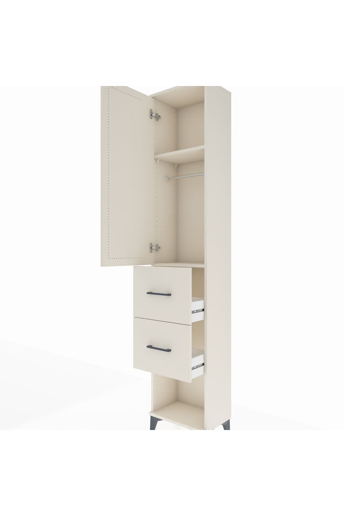 Arges Dolap 2 Raflı 2 Çekmeceli Tek Askılı 44x30x221 - S28M136V1A