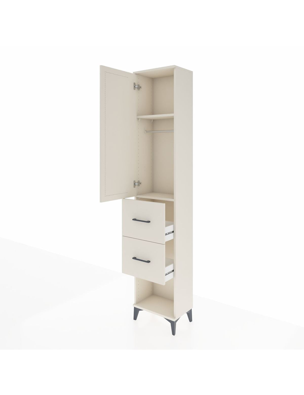 Arges Dolap 2 Raflı 2 Çekmeceli Tek Askılı 44x30x221 - S28M136V1A