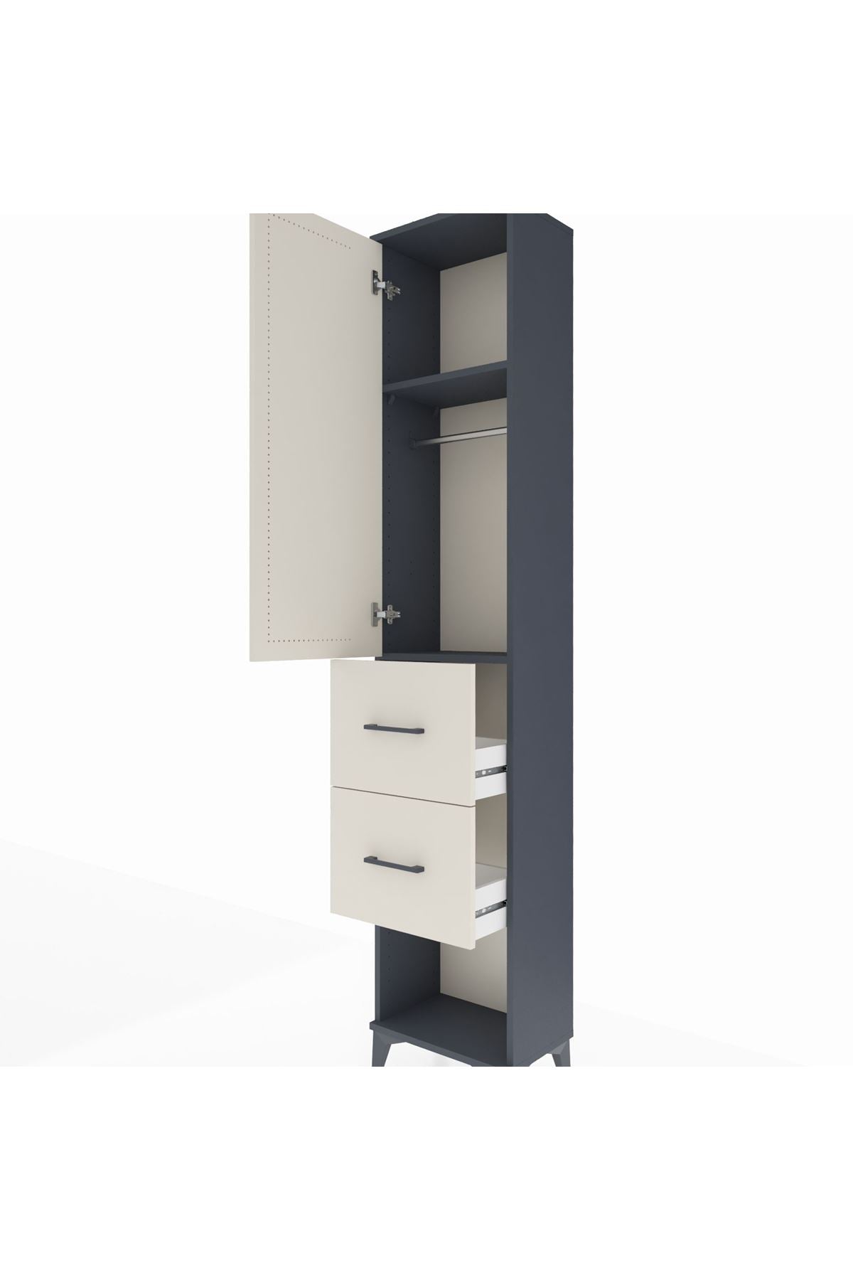 Arges Dolap 2 Raflı 2 Çekmeceli Tek Askılı 44x30x221 - S28M136V4A