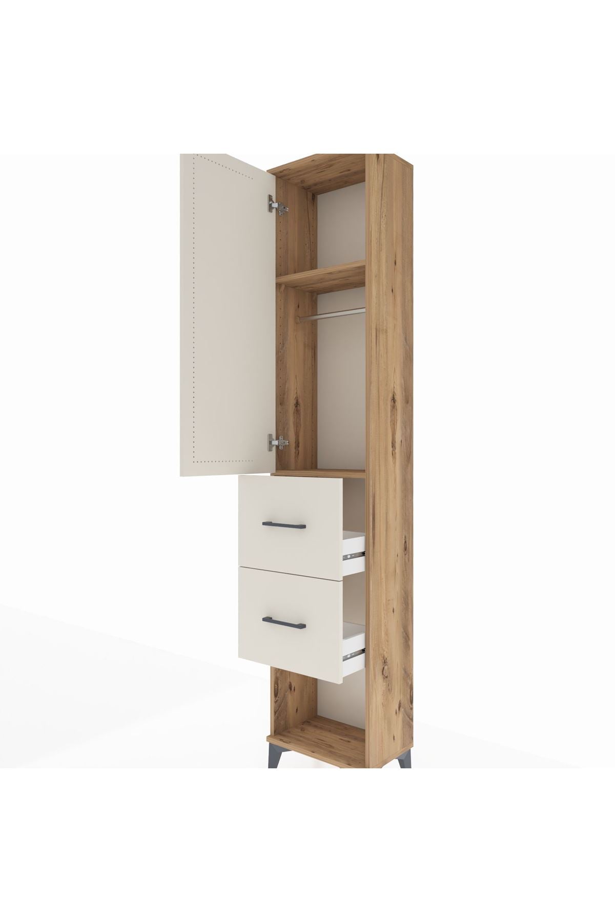 Arges Dolap 2 Raflı 2 Çekmeceli Tek Askılı 44x30x221 - S28M136V7A
