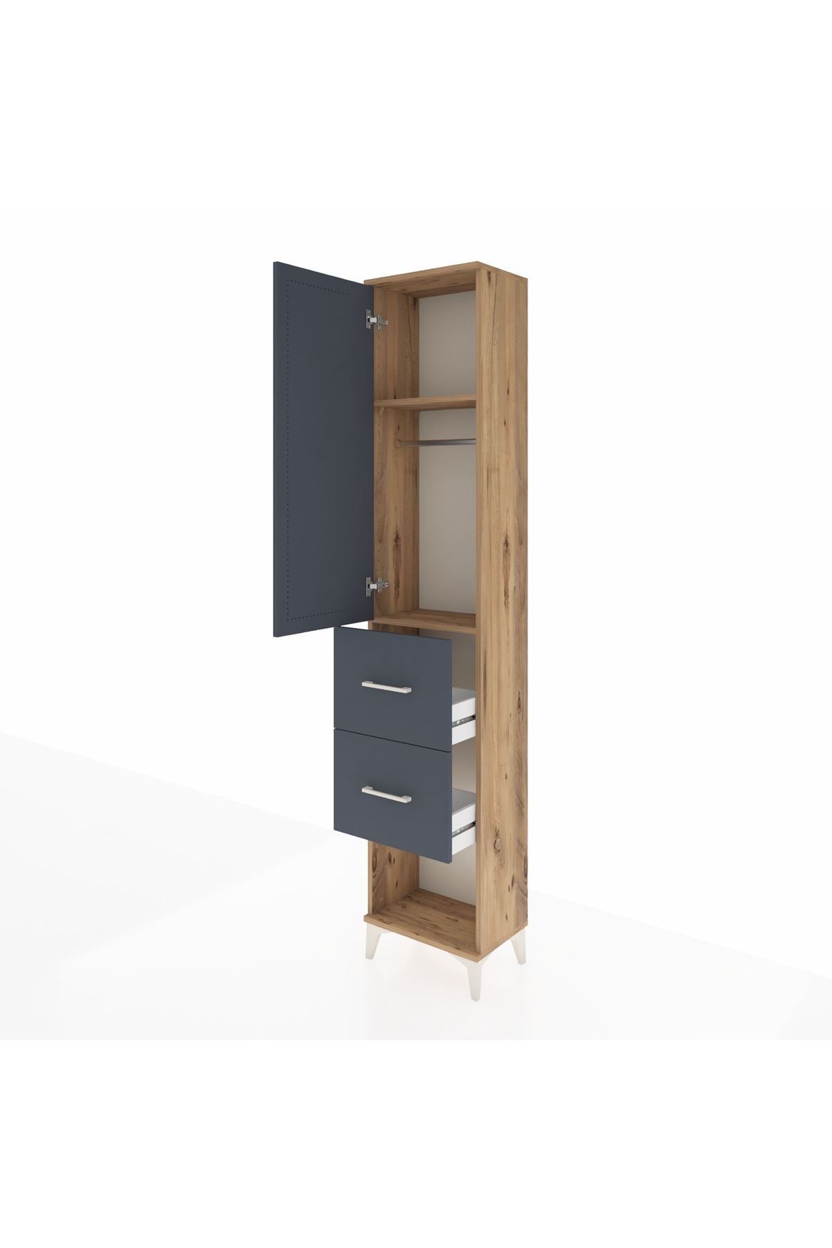 Arges Dolap 2 Raflı 2 Çekmeceli Tek Askılı 44x30x221 - S28M136V8A