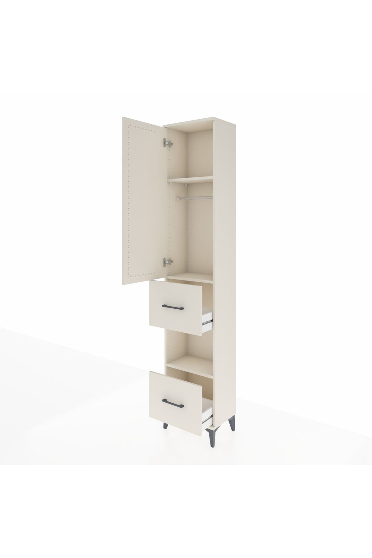 Arges Dolap 3 Raflı 2 Çekmeceli Tek Askılı 44x30x221 - S28M139V1A