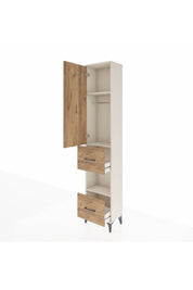 Arges Dolap 3 Raflı 2 Çekmeceli Tek Askılı 44x30x221 - S28M139V3A