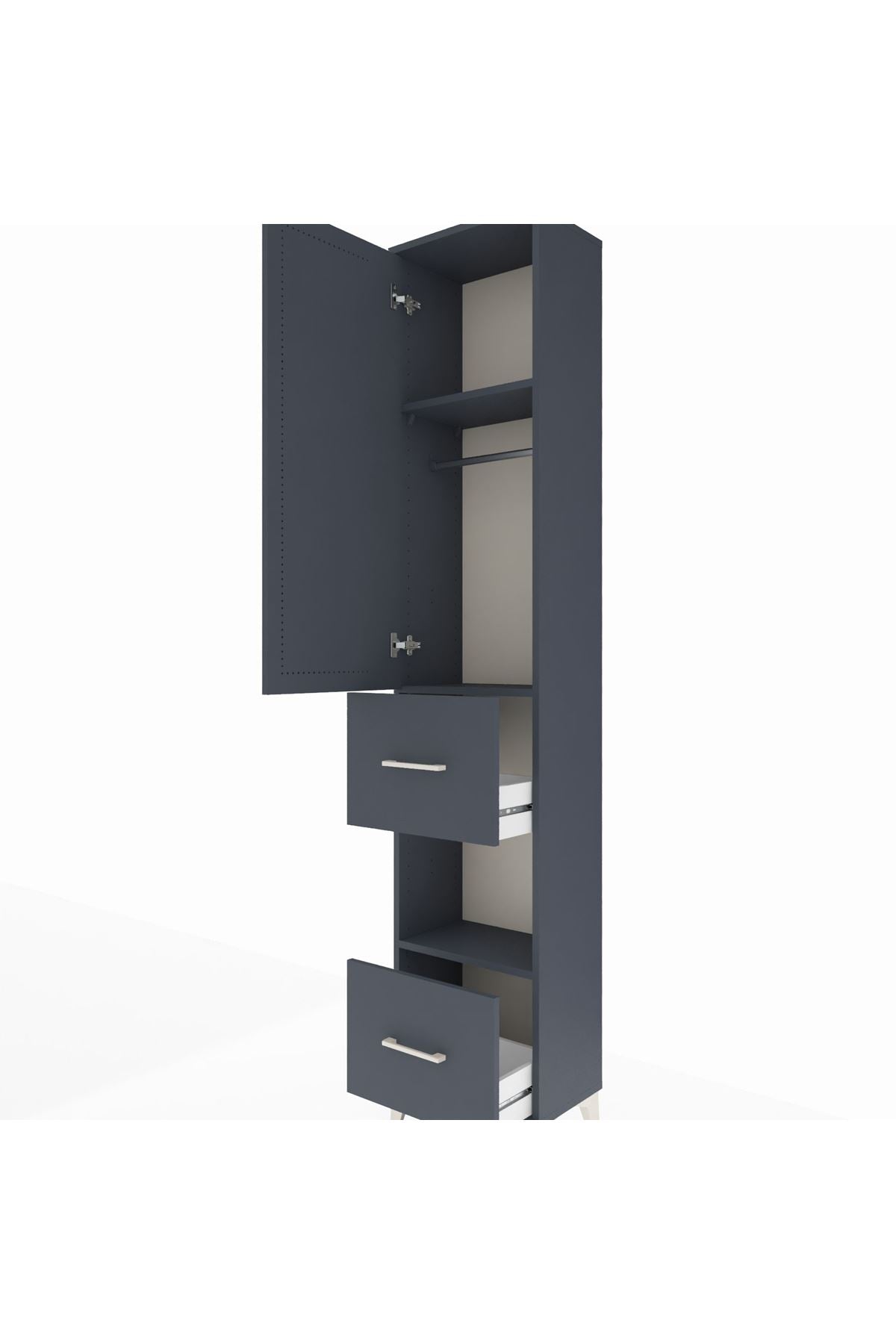 Arges Dolap 3 Raflı 2 Çekmeceli Tek Askılı 44x30x221 - S28M139V5A