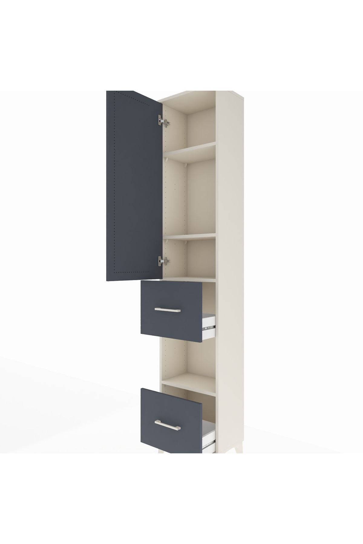 Arges Dolap 4 Raflı 2 Çekmeceli Tek Kapaklı 44x30x221 - S28M140V2A