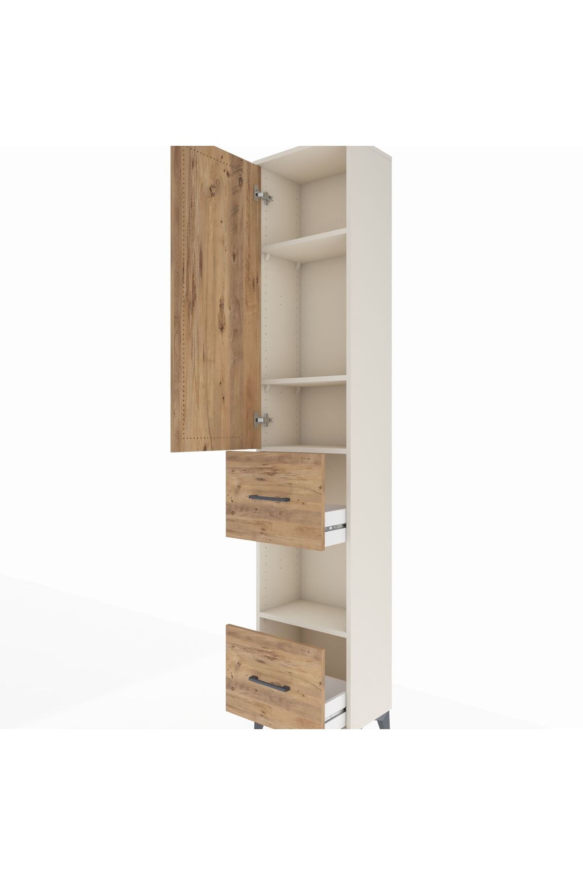Arges Dolap 4 Raflı 2 Çekmeceli Tek Kapaklı 44x30x221 - S28M140V3A