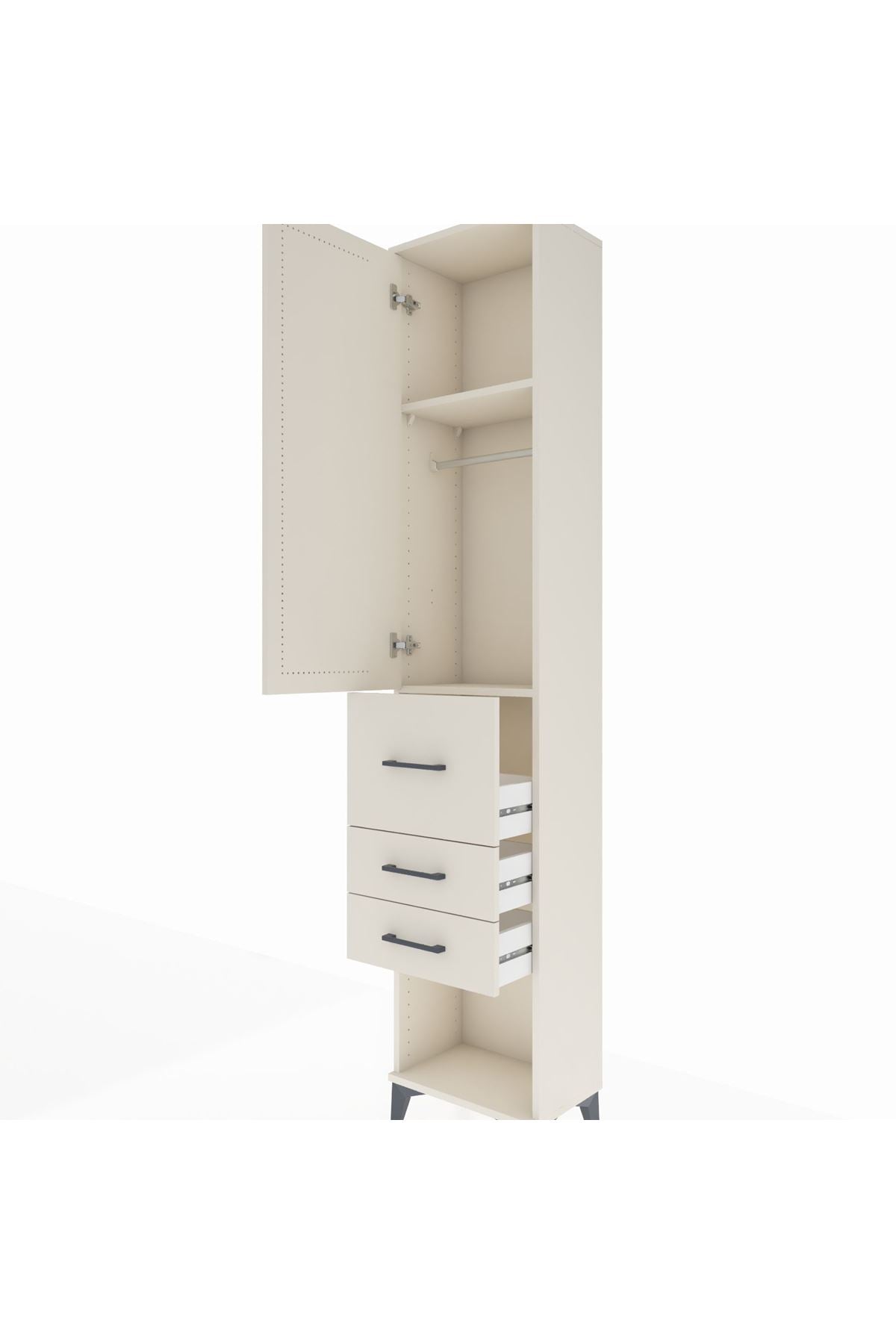 Arges Dolap 2 Raflı 3 Çekmeceli Tek Askılı 44x30x221 - S28M142V1A