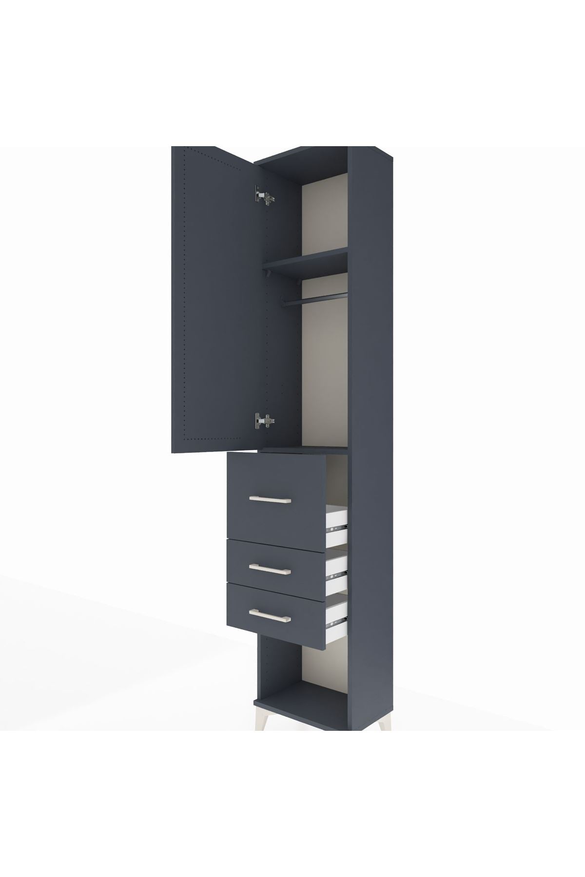 Arges Dolap 2 Raflı 3 Çekmeceli Tek Askılı 44x30x221 - S28M142V5A