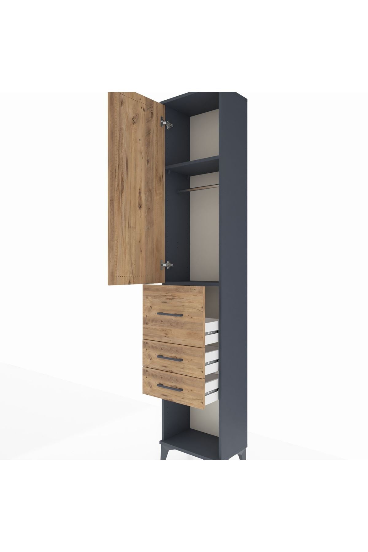 Arges Dolap 2 Raflı 3 Çekmeceli Tek Askılı 44x30x221 - S28M142V6A