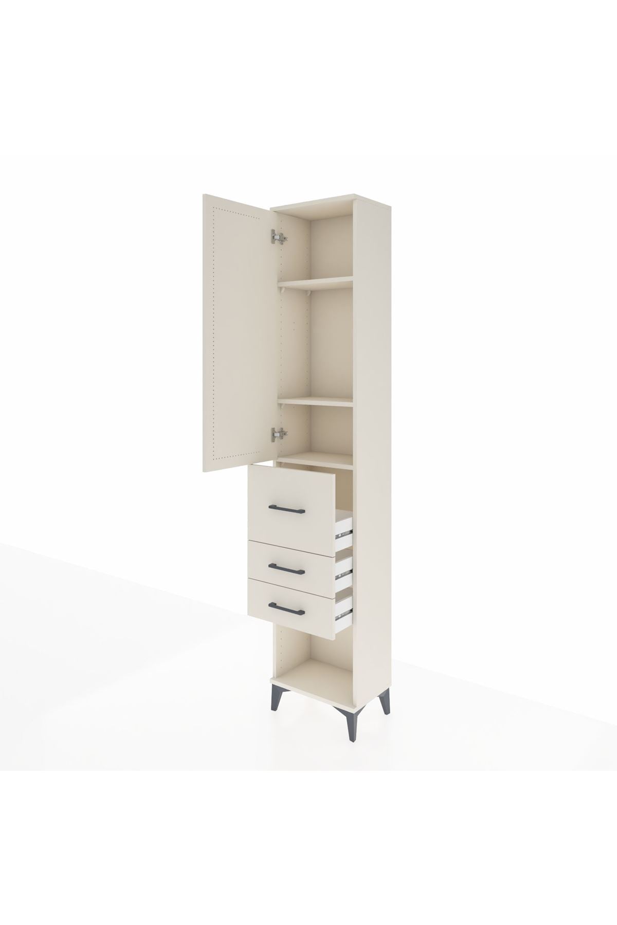 Arges Dolap 3 Raflı 3 Çekmeceli Tek Kapaklı 44x30x221 - S28M143V1A