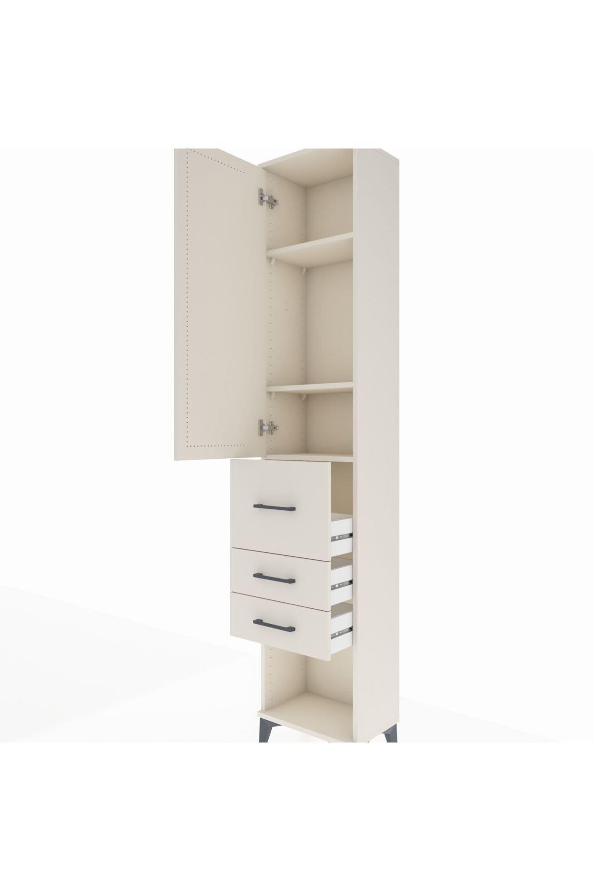 Arges Dolap 3 Raflı 3 Çekmeceli Tek Kapaklı 44x30x221 - S28M143V1A