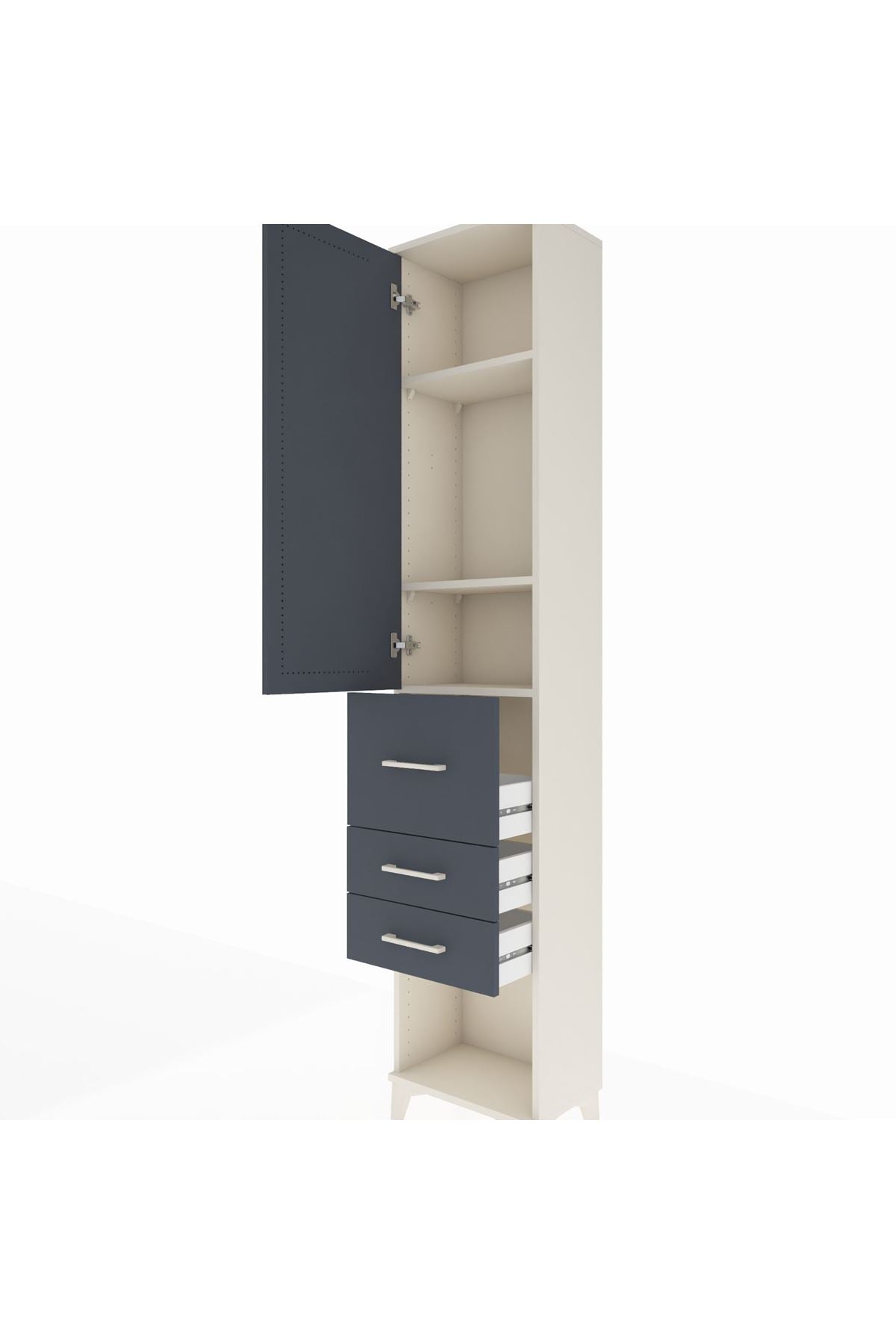 Arges Dolap 3 Raflı 3 Çekmeceli Tek Kapaklı 44x30x221 - S28M143V2A