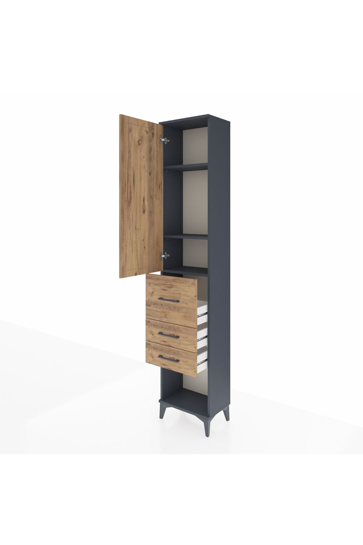 Arges Dolap 3 Raflı 3 Çekmeceli Tek Kapaklı 44x30x221 - S28M143V6A