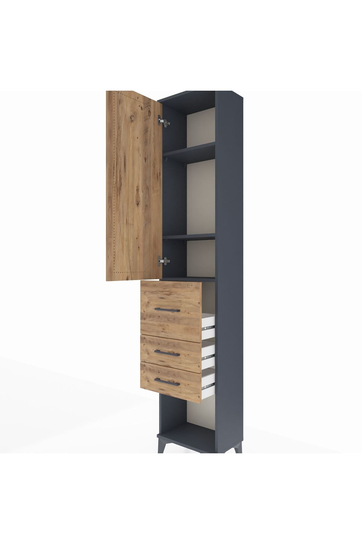 Arges Dolap 3 Raflı 3 Çekmeceli Tek Kapaklı 44x30x221 - S28M143V6A