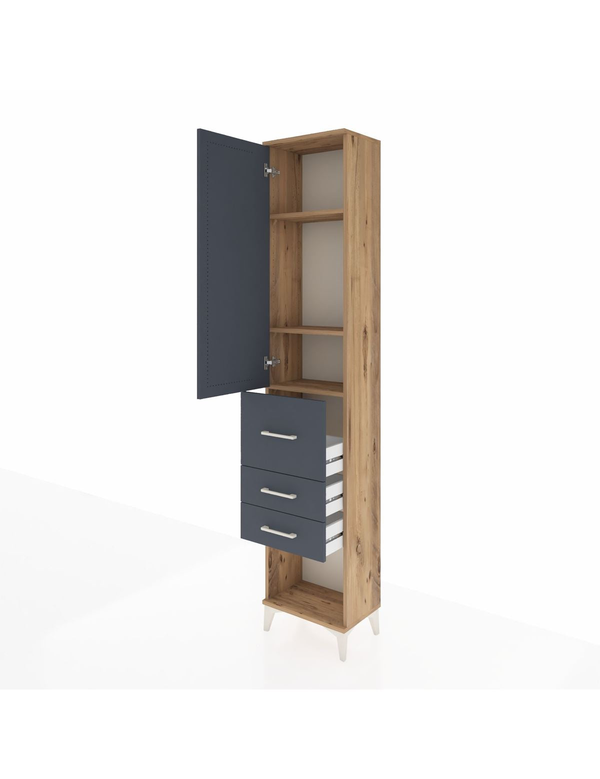 Arges Dolap 3 Raflı 3 Çekmeceli Tek Kapaklı 44x30x221 - S28M143V8A