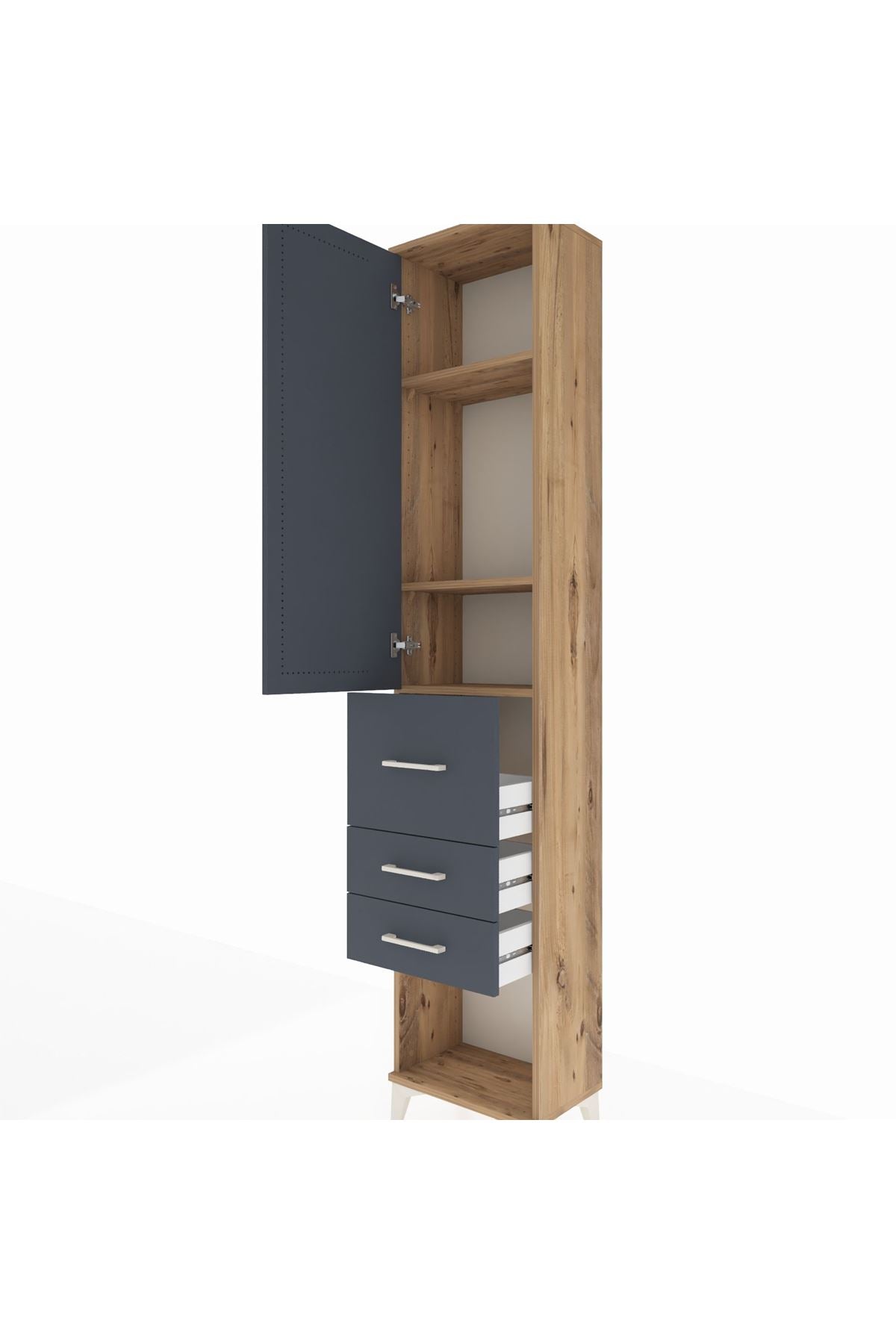 Arges Dolap 3 Raflı 3 Çekmeceli Tek Kapaklı 44x30x221 - S28M143V8A