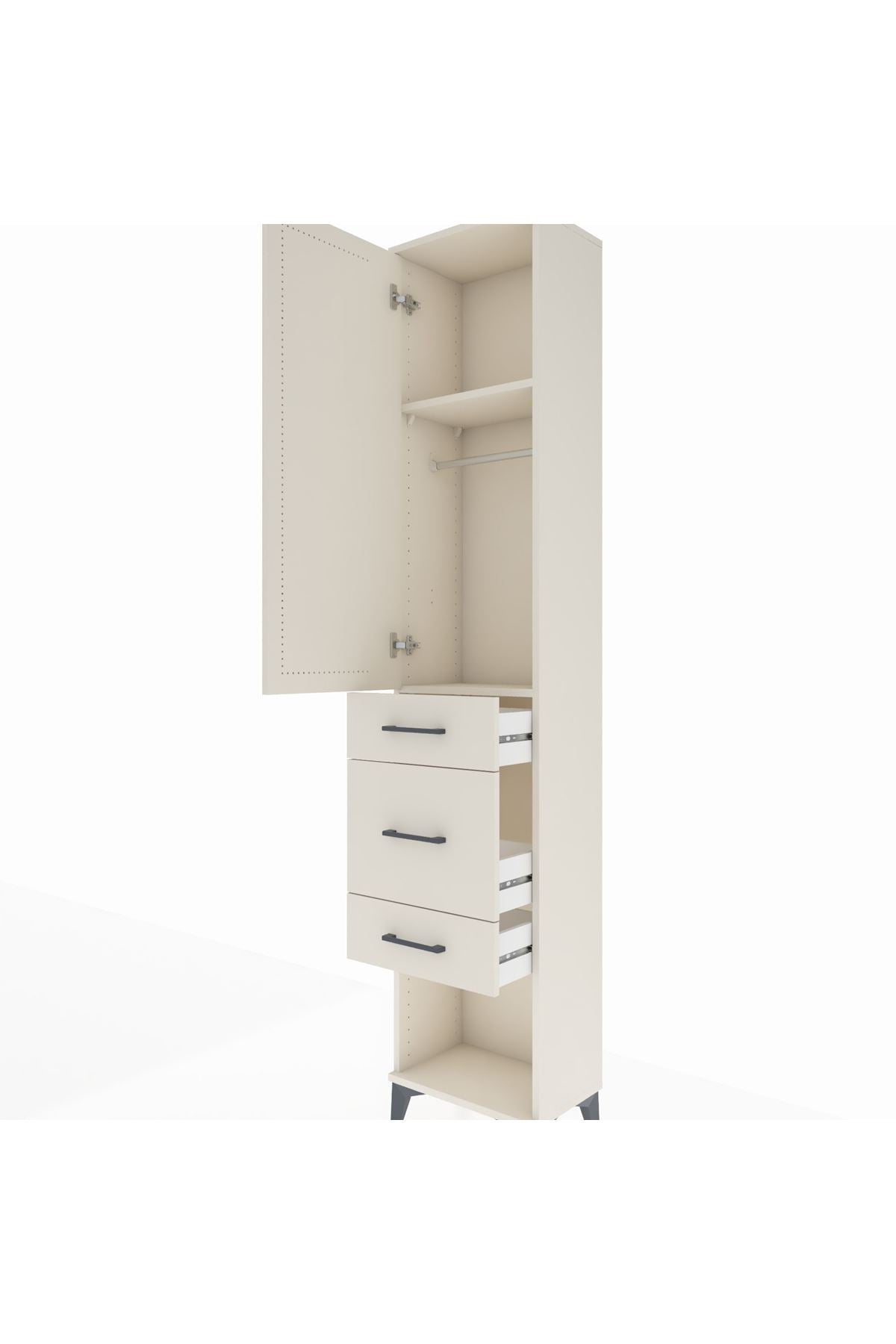 Arges Dolap 2 Raflı 3 Çekmeceli Tek Askılı 44x30x221 - S28M145V1A