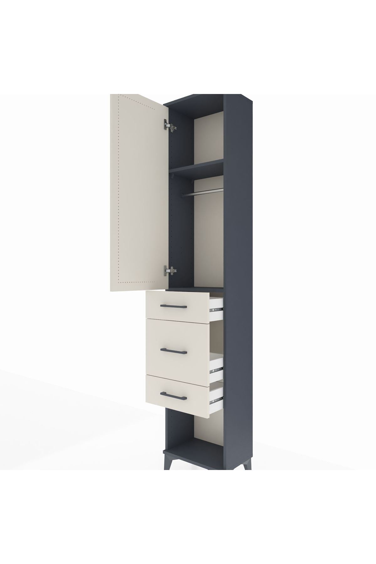 Arges Dolap 2 Raflı 3 Çekmeceli Tek Askılı 44x30x221 - S28M145V4A
