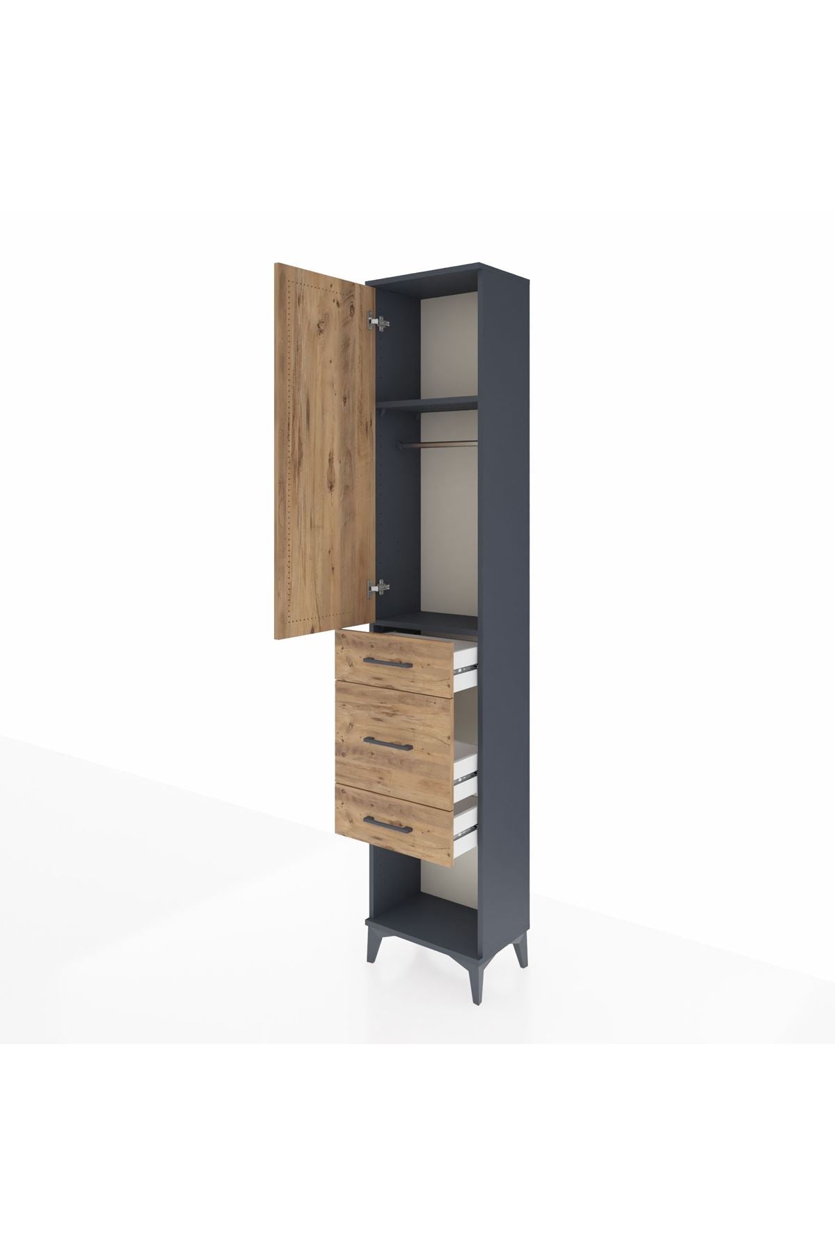 Arges Dolap 2 Raflı 3 Çekmeceli Tek Askılı 44x30x221 - S28M145V6A