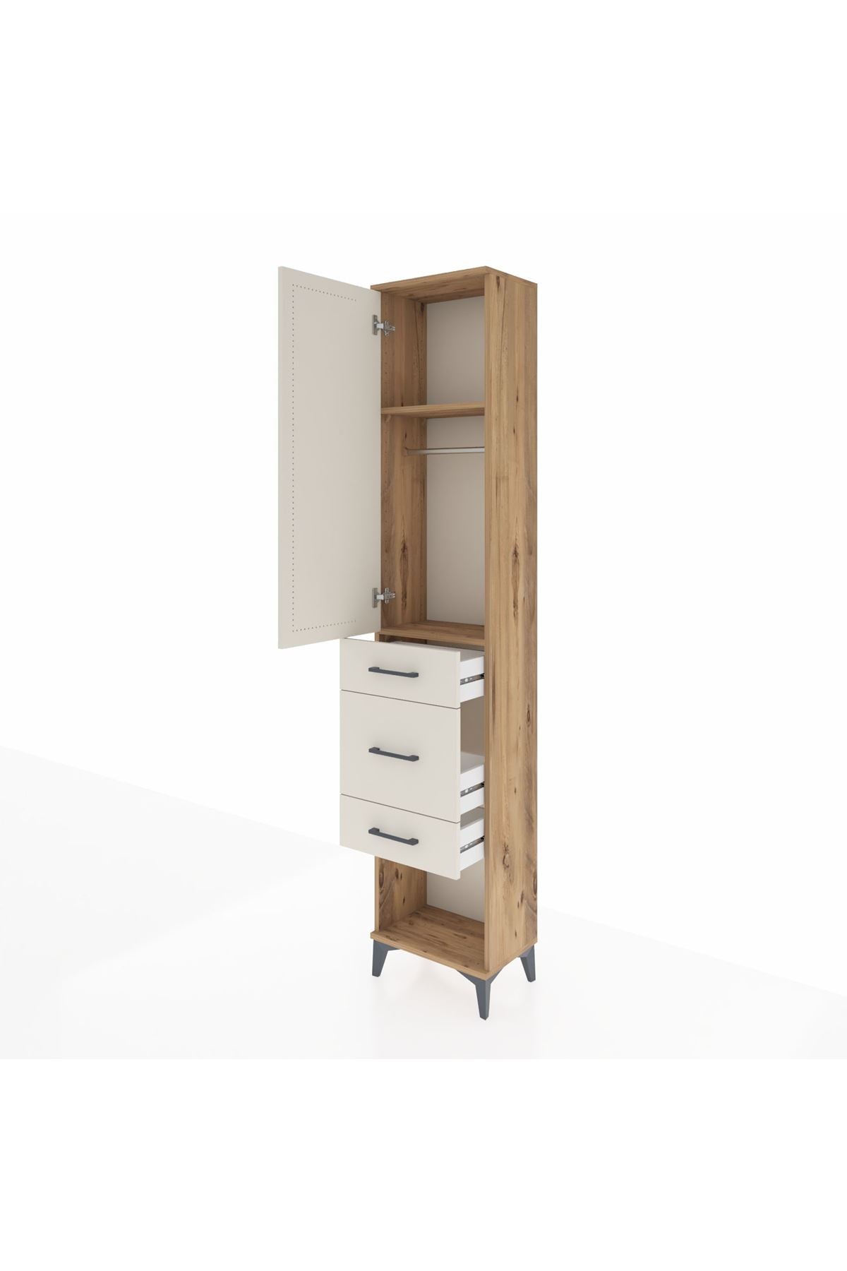 Arges Dolap 2 Raflı 3 Çekmeceli Tek Askılı 44x30x221 - S28M145V7A